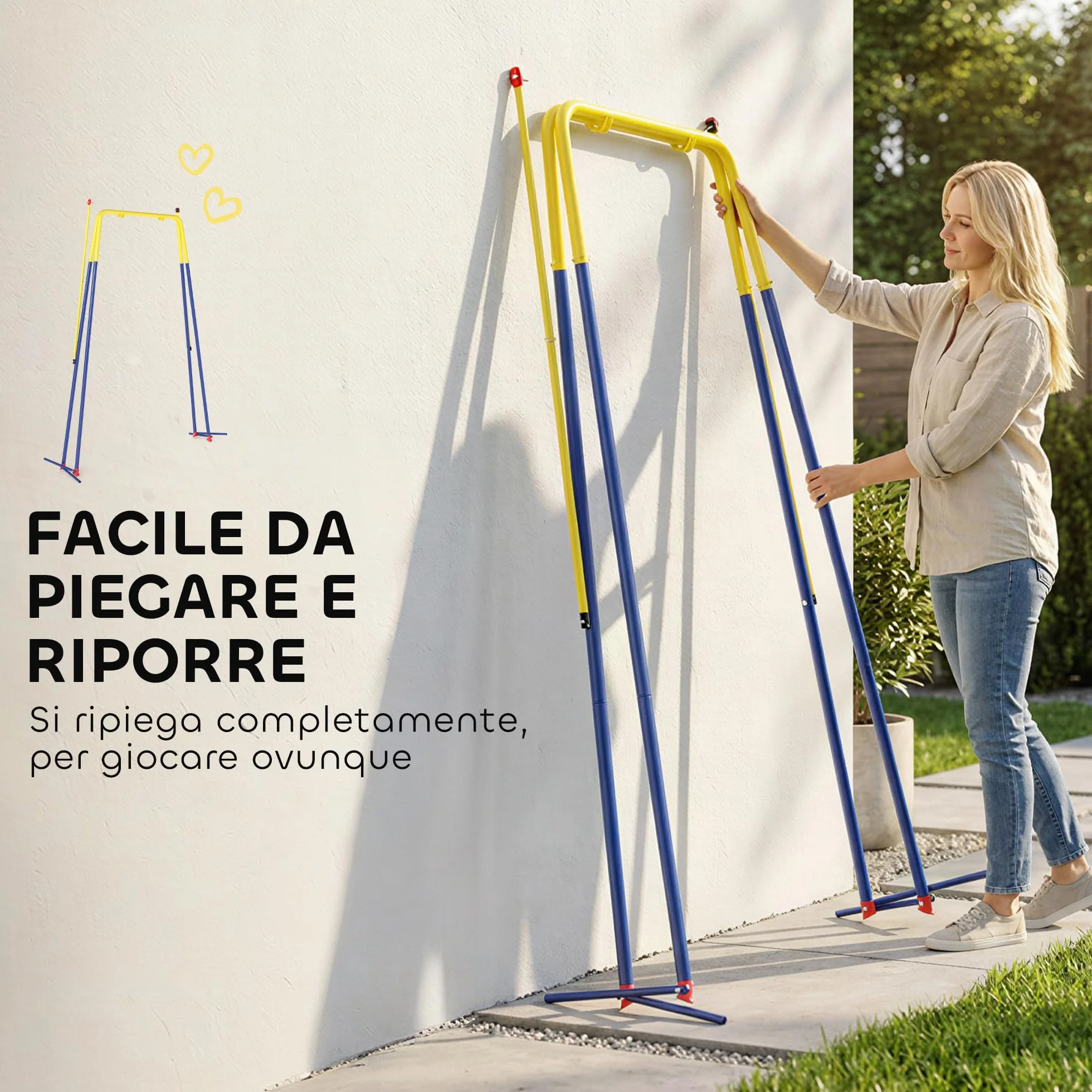 AIYAPLAY Struttura per Altalena da Giardino per Bambini, Struttura Altalena in Acciaio, Anti-UV, Impermeabile, Supporta 50kg, con 2 Ganci per Altalena a Nido, Altalena a U