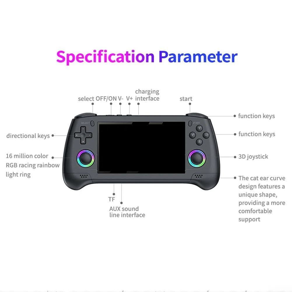 Console di gioco portatile da 4,3 pollici RGB con lettore 3D retrò con costruzione in ABS per giocare nei colori nero, grigio, verde (verde)