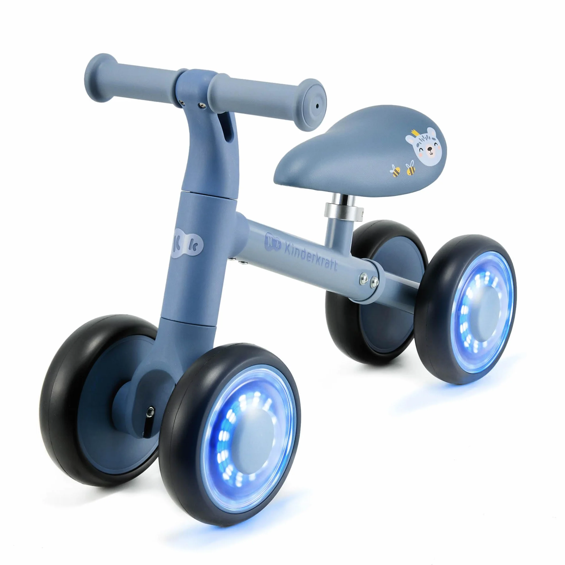 Kinderkraft CUTIE FLASH, bicicletta educativa per bambini, senza pedali, ruote con luci a LED, design moderno, costruzione sicura, per bambini a partire da 1 anno, Blu