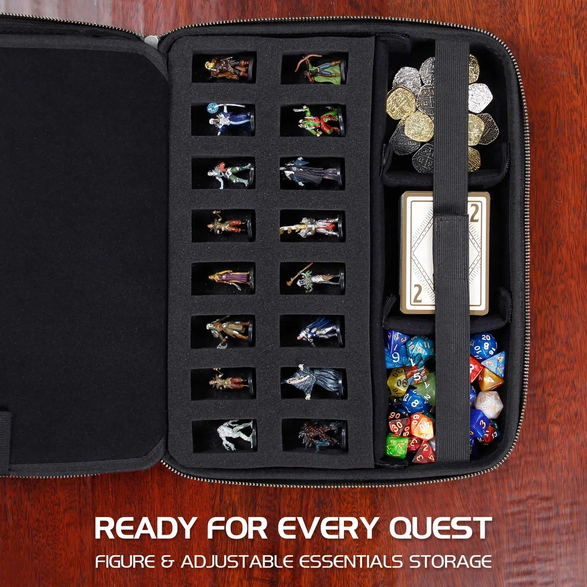ENHANCE Custodia Organizer per Giochi di Ruolo in Edizione da Collezione - Raccoglitore DND con Supporto per Fogli di Personaggi Integrato e Pannello per Scriba Cancellabile (Dragon Verde)