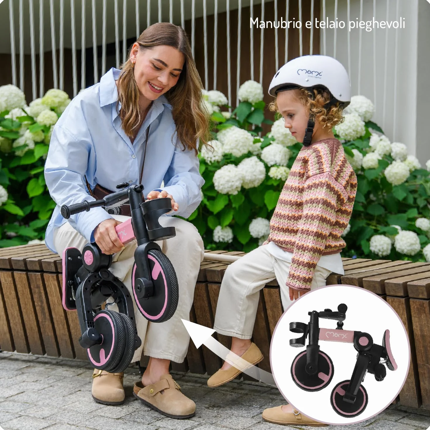MoMi FILO 3in1 Triciclo Evolutivo per bambini 1-3 anni - Bici Senza Pedali Pieghevole, sella regolabili, pedali rimovibili - Tricicli con portabicchiere e ruote in EVA
