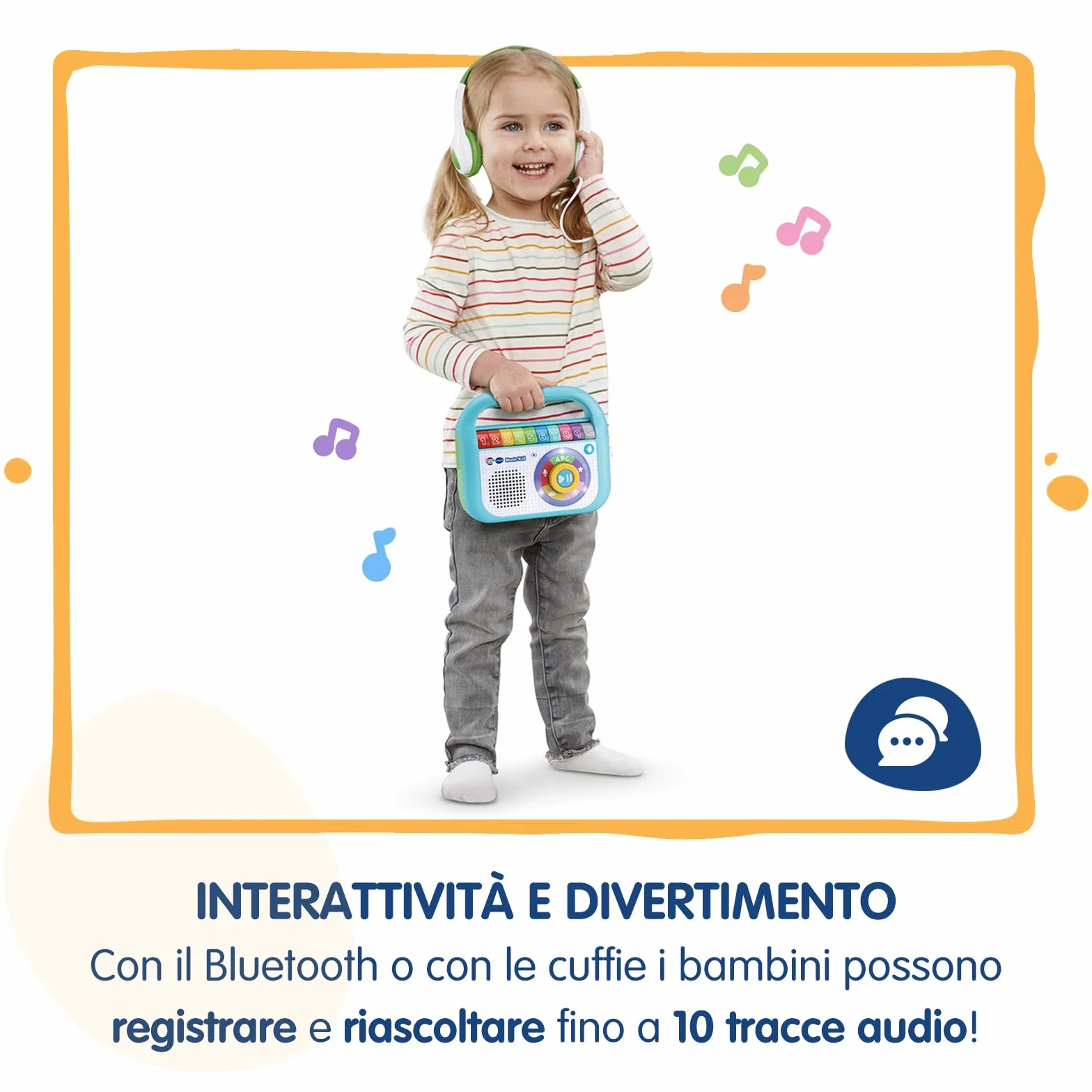 VTech Music Kid Lettore MP3 Bambini 40 Brani Originali Zecchino d'Oro Bluetooth Walkman Italiano