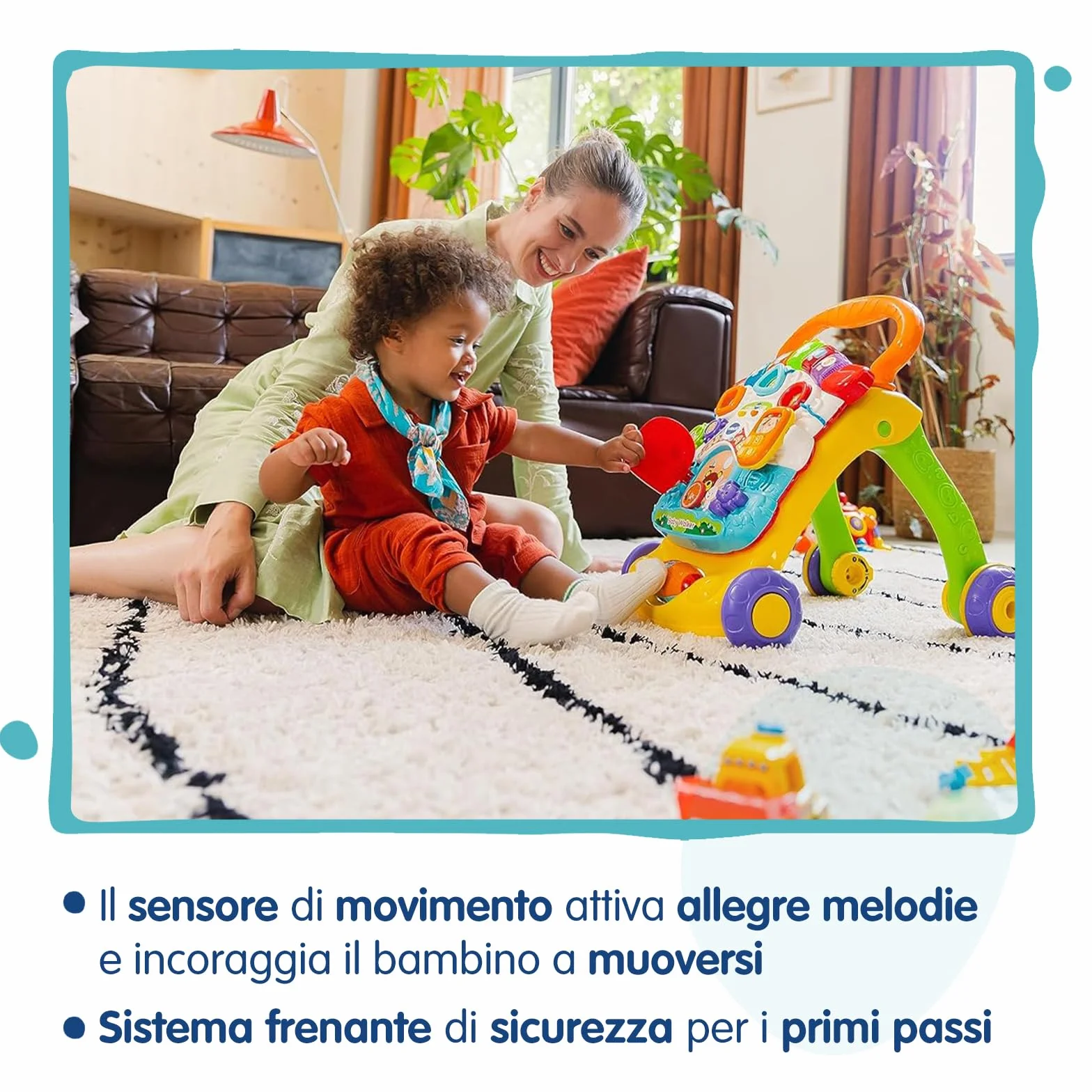 VTech Super Primi Passi Parlante 2 in 1 - Arancione, Primi Passi per Bambini con Sensore di Movimento e Sistema Frenante, Maniglia, Gioco Bambino con Animali e Numeri, Batterie Incluse, 9-36 Mesi