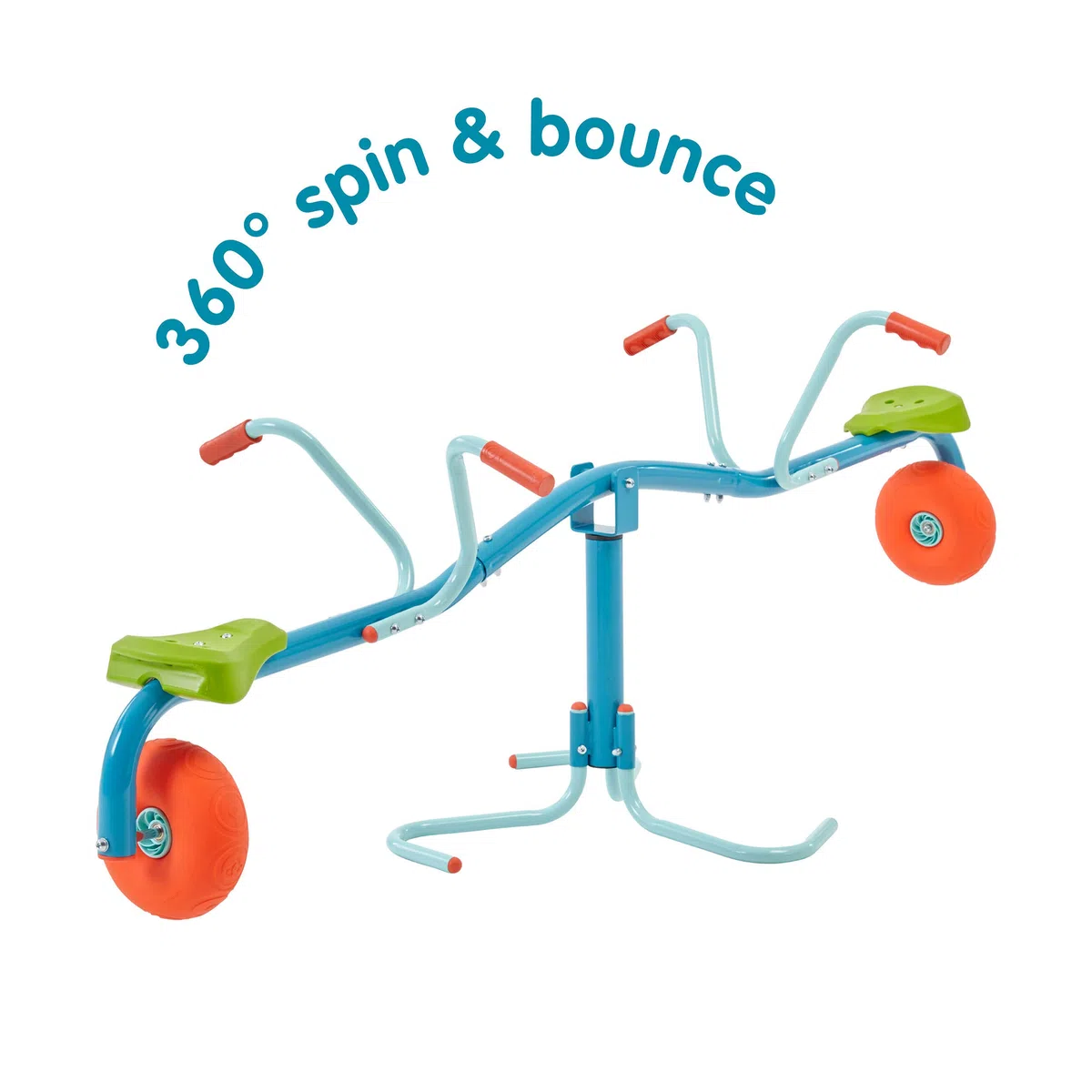 TP Toys Spiro Spin Altalena rimbalzante e Rotante per Bambini dai 3 Anni Piedini Imbottiti Manubrio angolato Ruote in Gomma