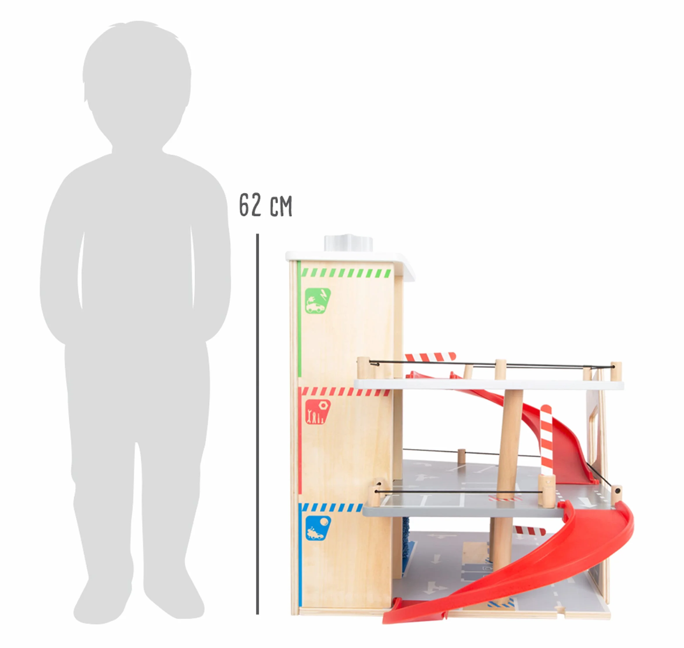 small foot Autosilo Premium, su tre piani con rampa, incl. 2 auto, parcheggio in legno per bambini, 11676