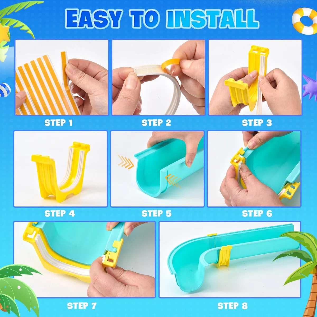 Gioco Acqua con Pista, 80 Pezzi Tavolo Acqua Bambini Esterno - con Barche, Pesca Magnetica & Animaletti, Giocattolo Estivo per Giardino e Spiaggia da 3+ Anni