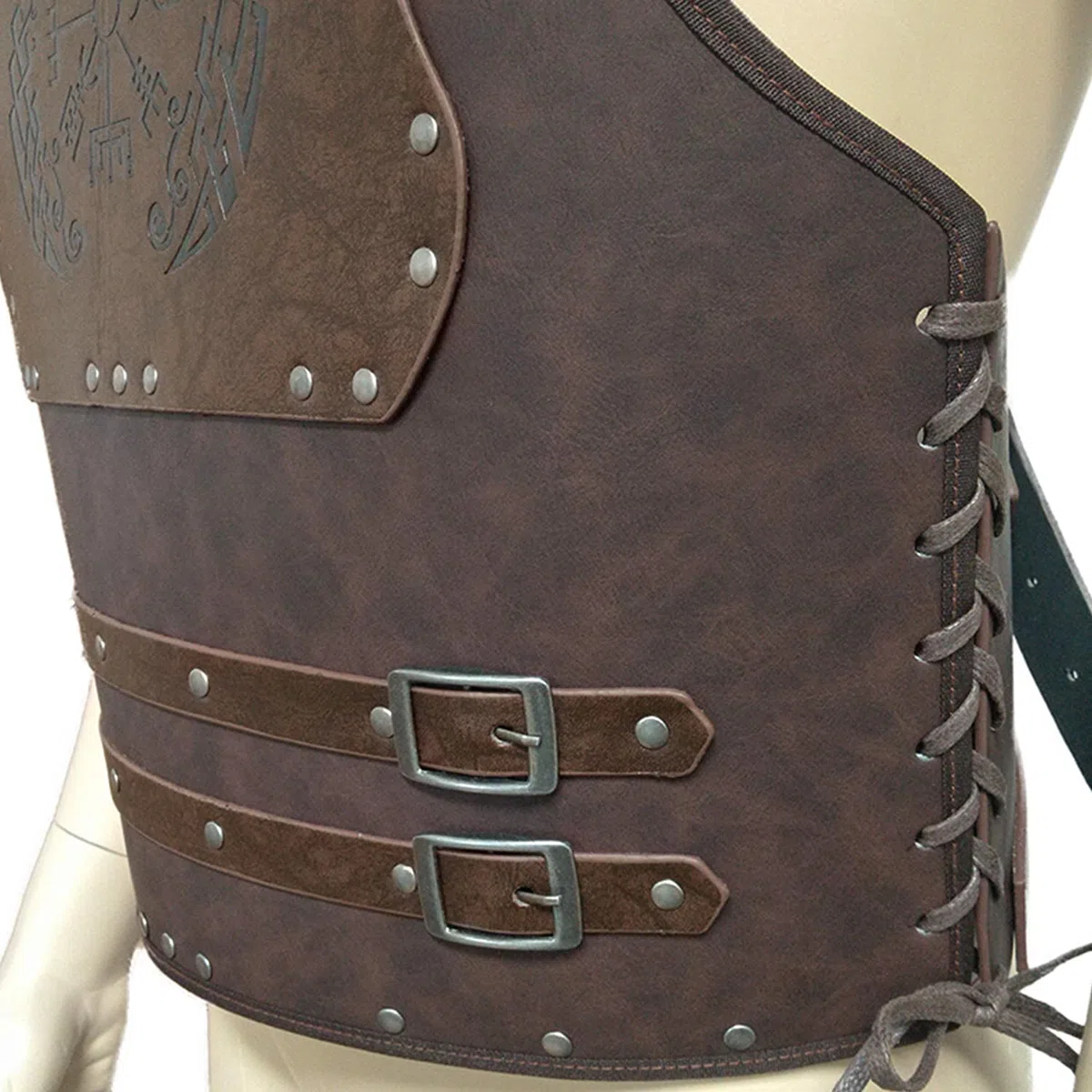 HiiFeuer - Armatura da Petto in Pelle PU, Stile Guerriero Vichingo, Armatura in Pelle Medievale Per Attività di Cosplay e di Carnevale