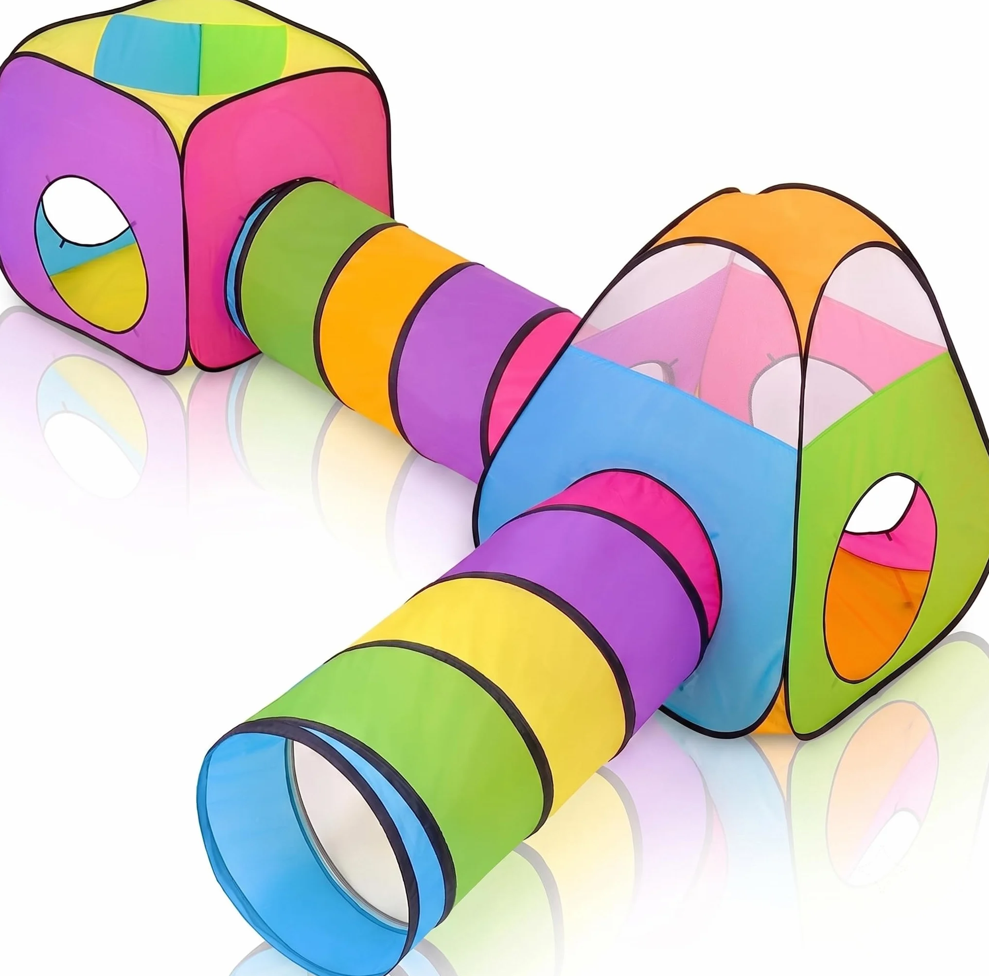 Tenda e Tunnel da Gioco Bambini 4 in 1 Pop Up con Ball Pool e Borsa Trasporto