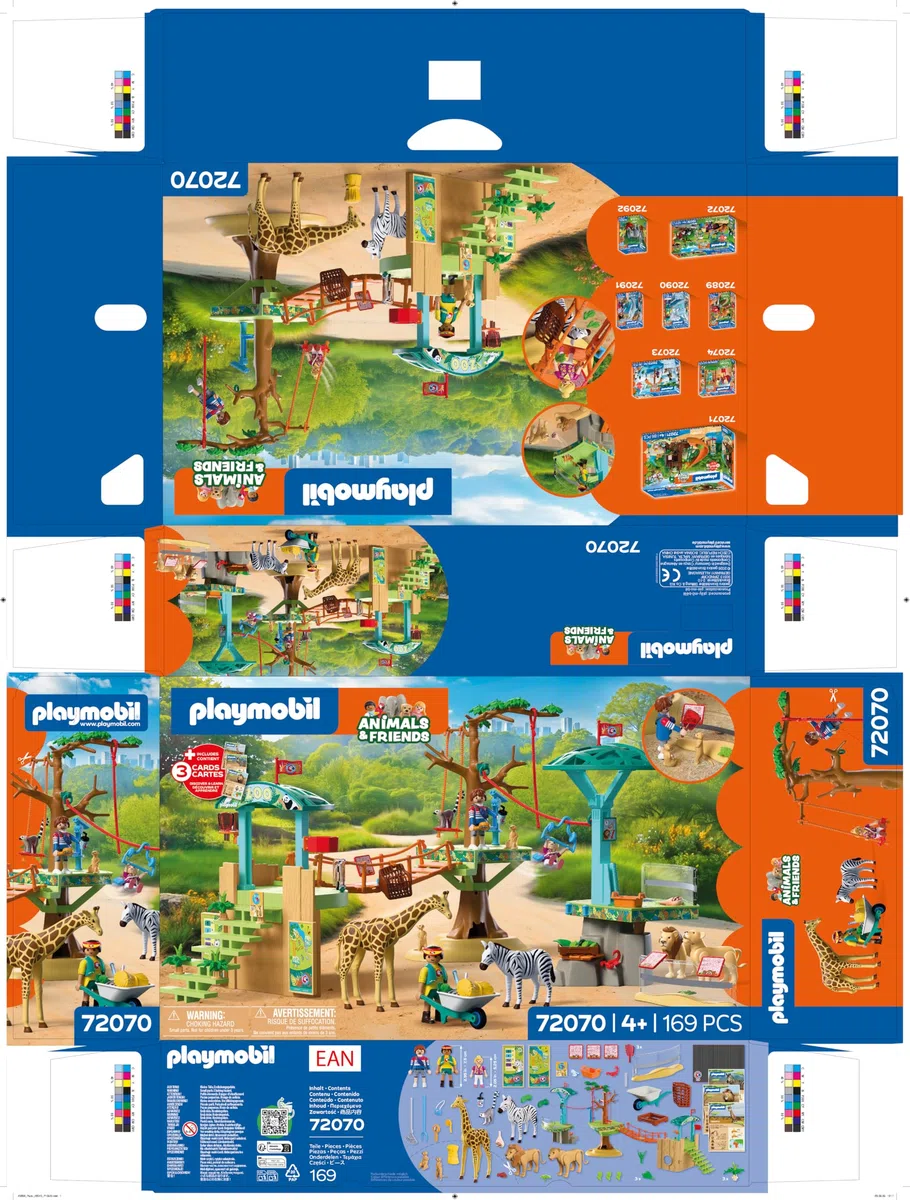 PLAYMOBIL | Animals & Friends | Zoo Parco avventura con animali | 3 piattaforme con funivia e ponte sospeso | gioco per bambini dai 4 anni in su | 72070