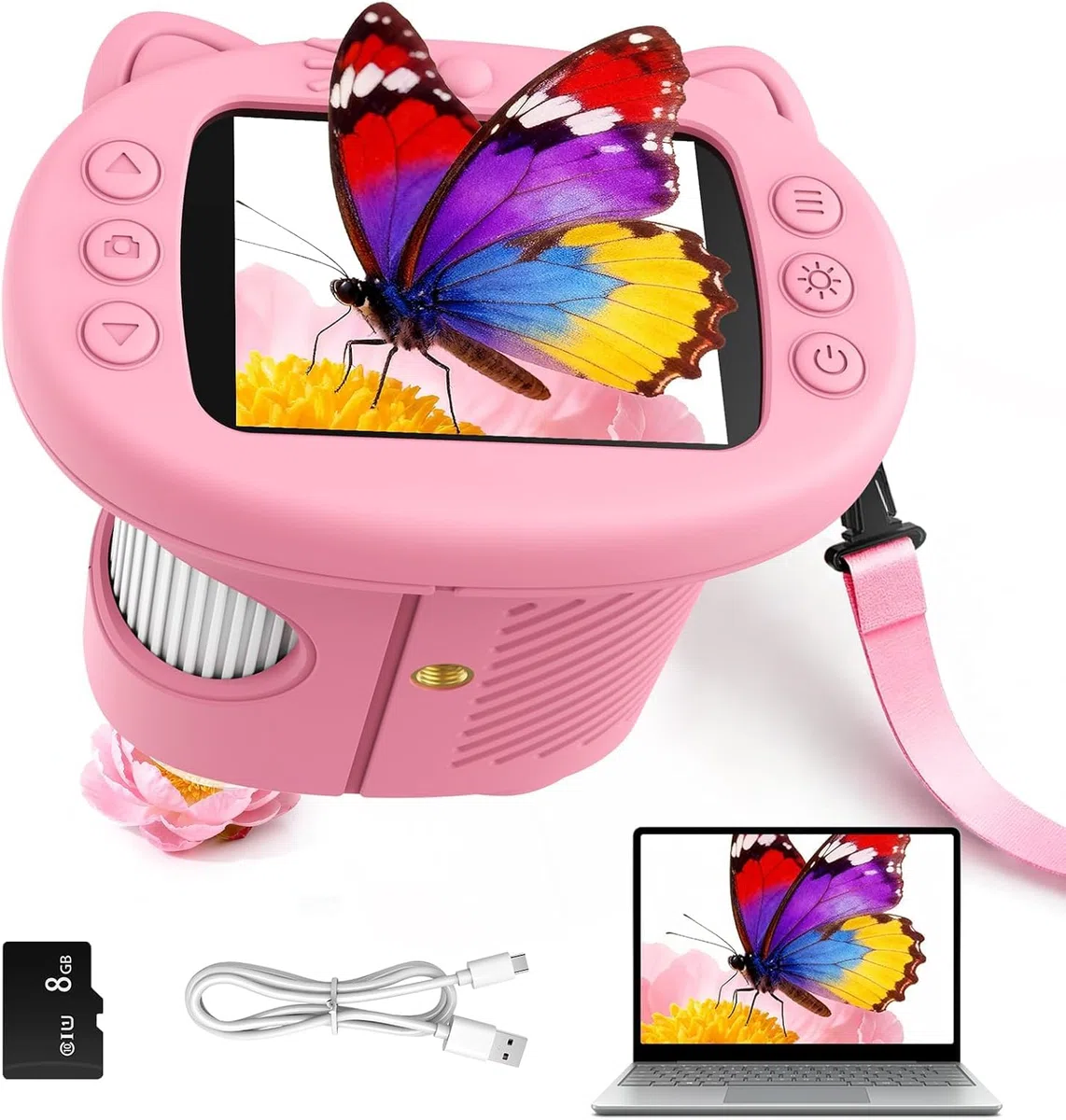 2 in 1 Microscopio Digitale e Telescopio per Bambini, 1000x Zoom, Schermo da 2,4 Pollici, Schermo HD da 2 MP, 8 Luci LED - Un Regalo Perfetto per Bambini Dai 6 ai 12 Anni