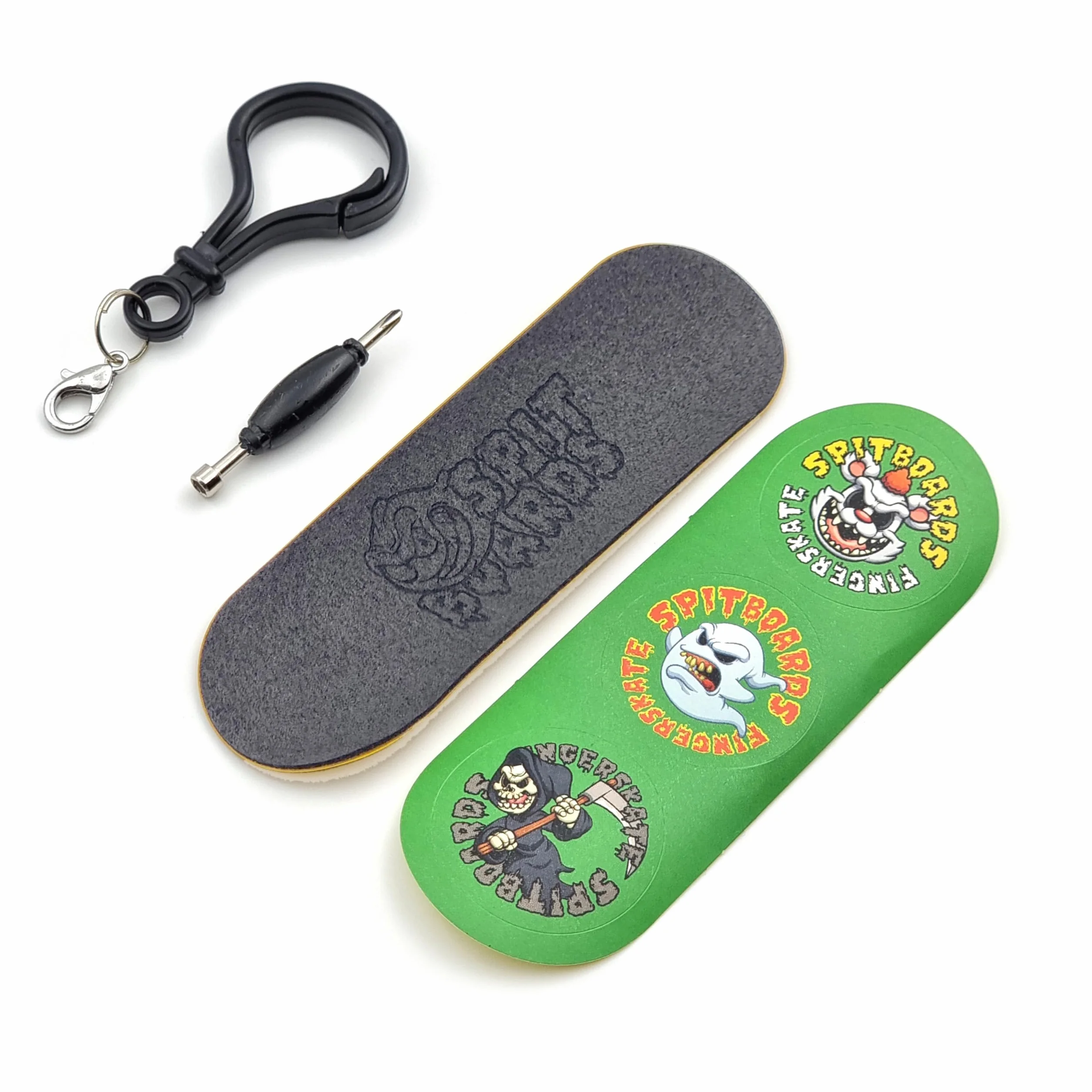SPITBOARDS Fingerboard Set Completo Legno Pro 5 Strati 36mm Ruote Cuscinetti CNC Nastro Grip Schiuma Laserato