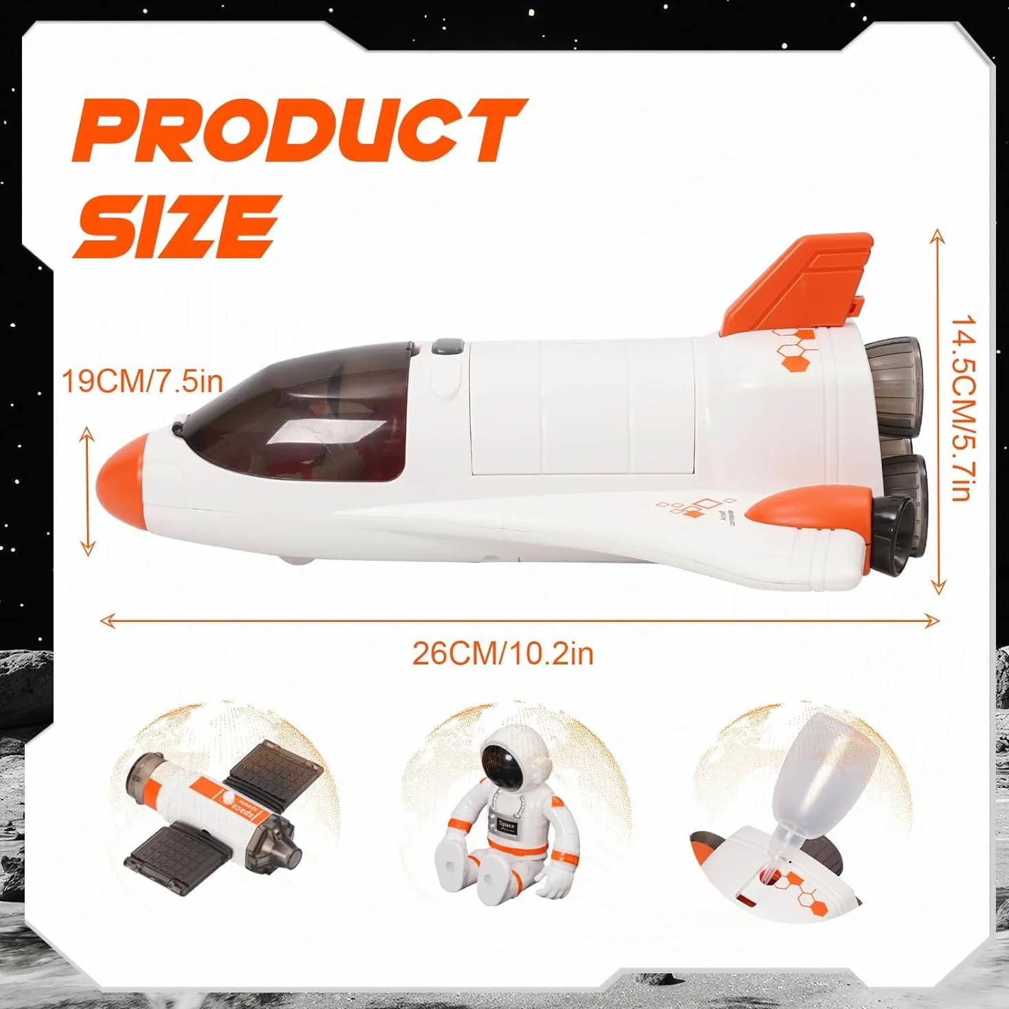 Giocattolo Razzo Spaziale,Astronave Spaziale,Set Giocattolo Sistema Solare con Razzo Spaziale con Spruzzatore,Luci E Musica Per Bambini,Scienza,Istruzione