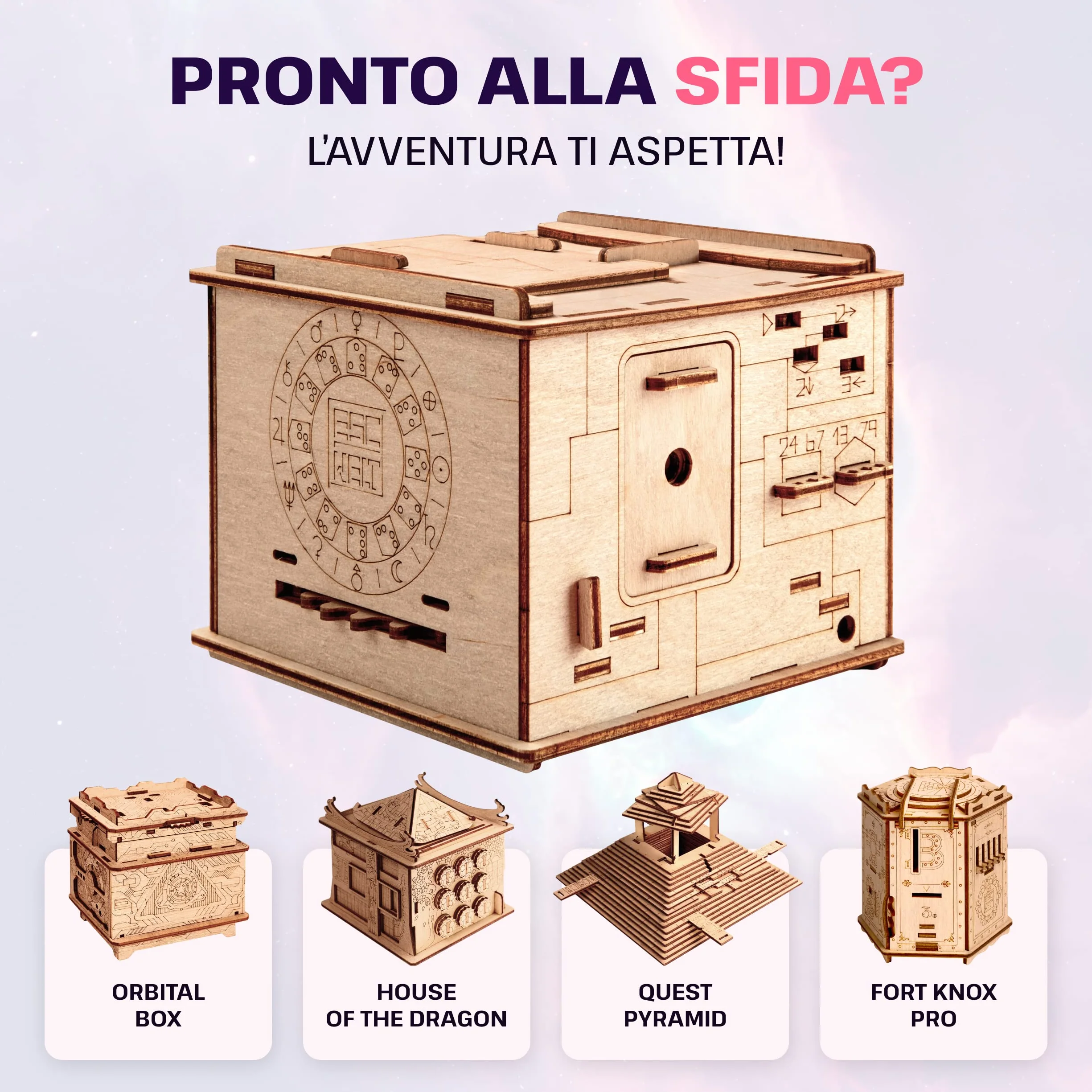 ESC WELT Space Box - Puzzle 3d in Legno - Rompicapo in Legno Difficile - Escape Room Gioco da Tavolo - Scatola Segreta Rompicapo con Scompartimento Nascosto - Giochi di Logica per Adulti