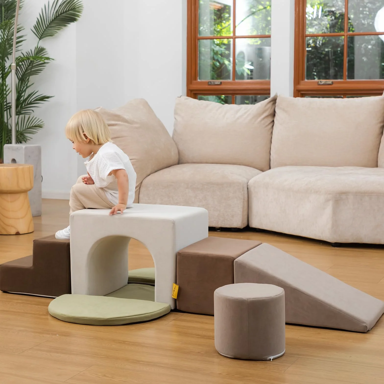 BanaSuper Blocchi di Arrampicata in Schiuma per Bambini, Percorso Ostacoli Psicomotricità Montessori (Grigio)
