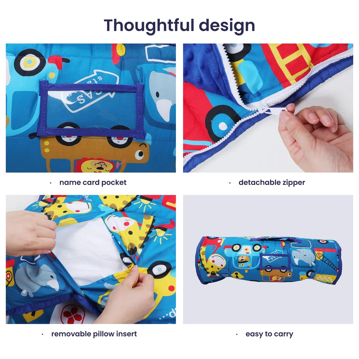 decalsweet Nap Mat per Bambini con Cuscino e Coperta Rimovibili, Grande Extra Spesso 2 in 1 Sacco a Pelo Pieghevole per Ragazze Ragazzi, Nap Mats per Asilo Nido e Campeggio Auto (WX-A-0090)