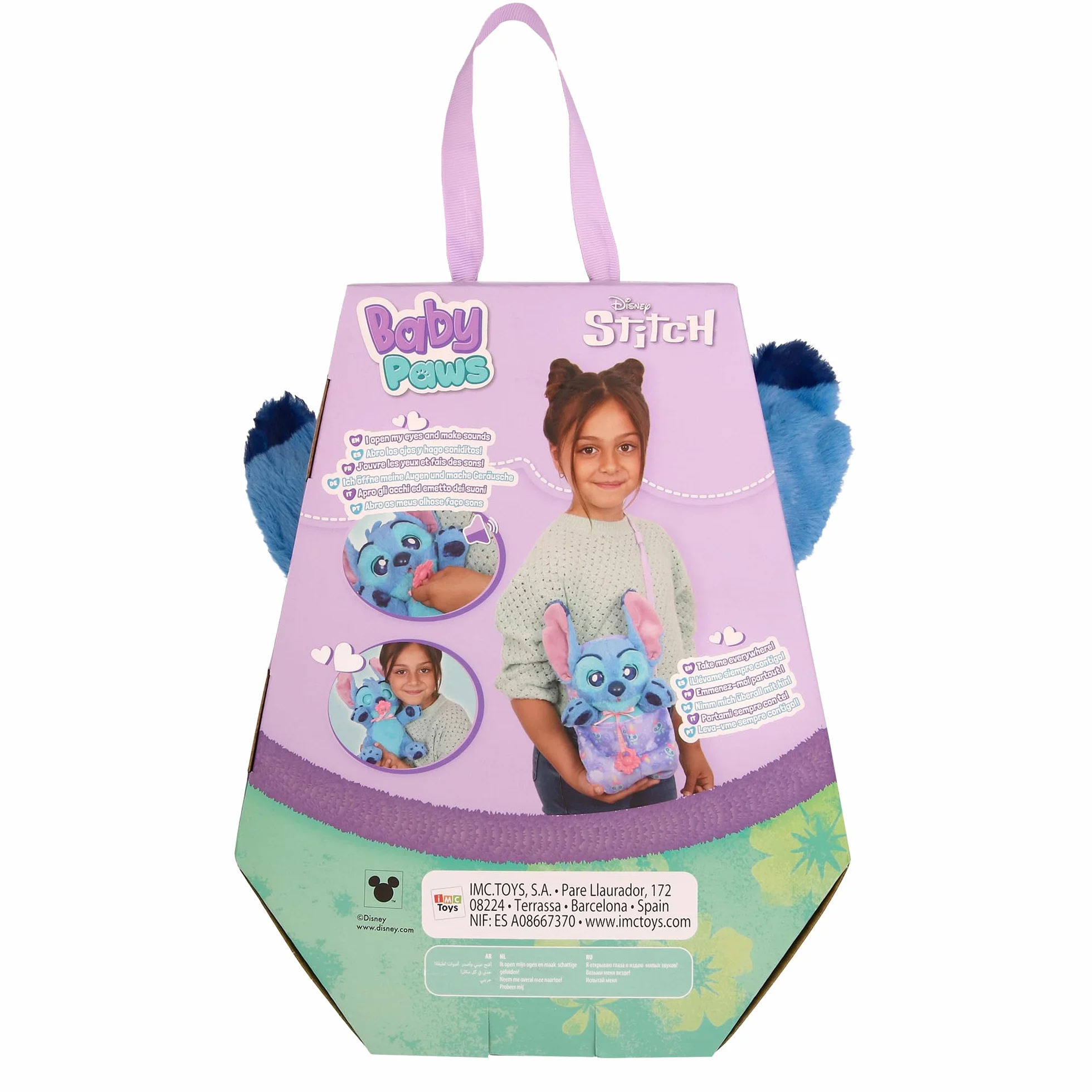 BABY PAWS Stitch Cucciolo Interattivo di Peluche per Bambini con Suoni e Occhi che si Muovono
