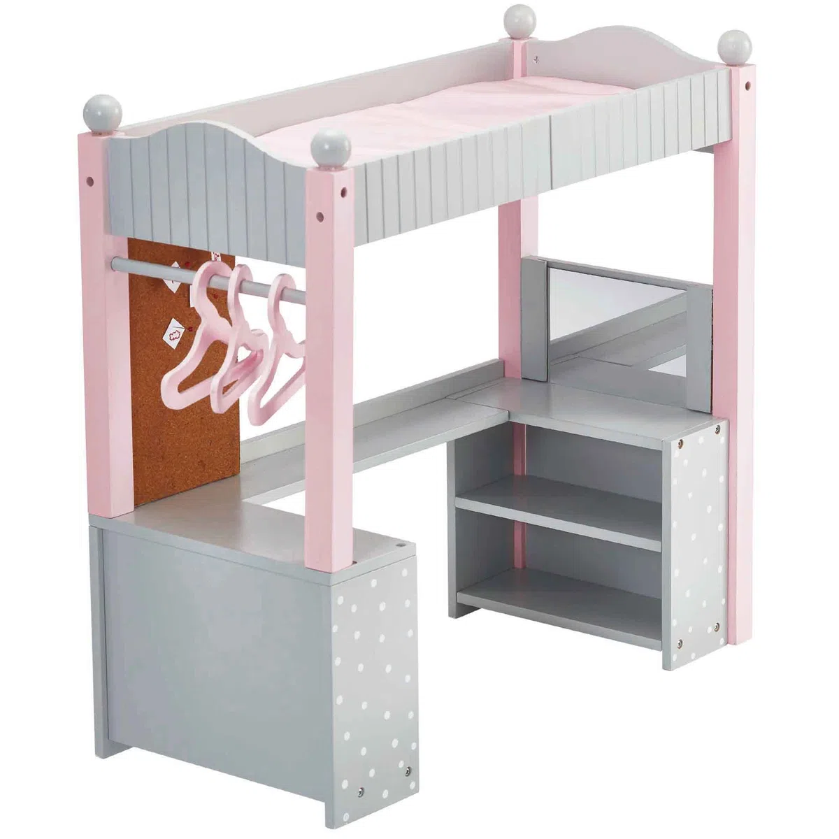 Letto a Castello e scrittoio Legno per Bambole da 40 cm Olivias World TD-0204AG