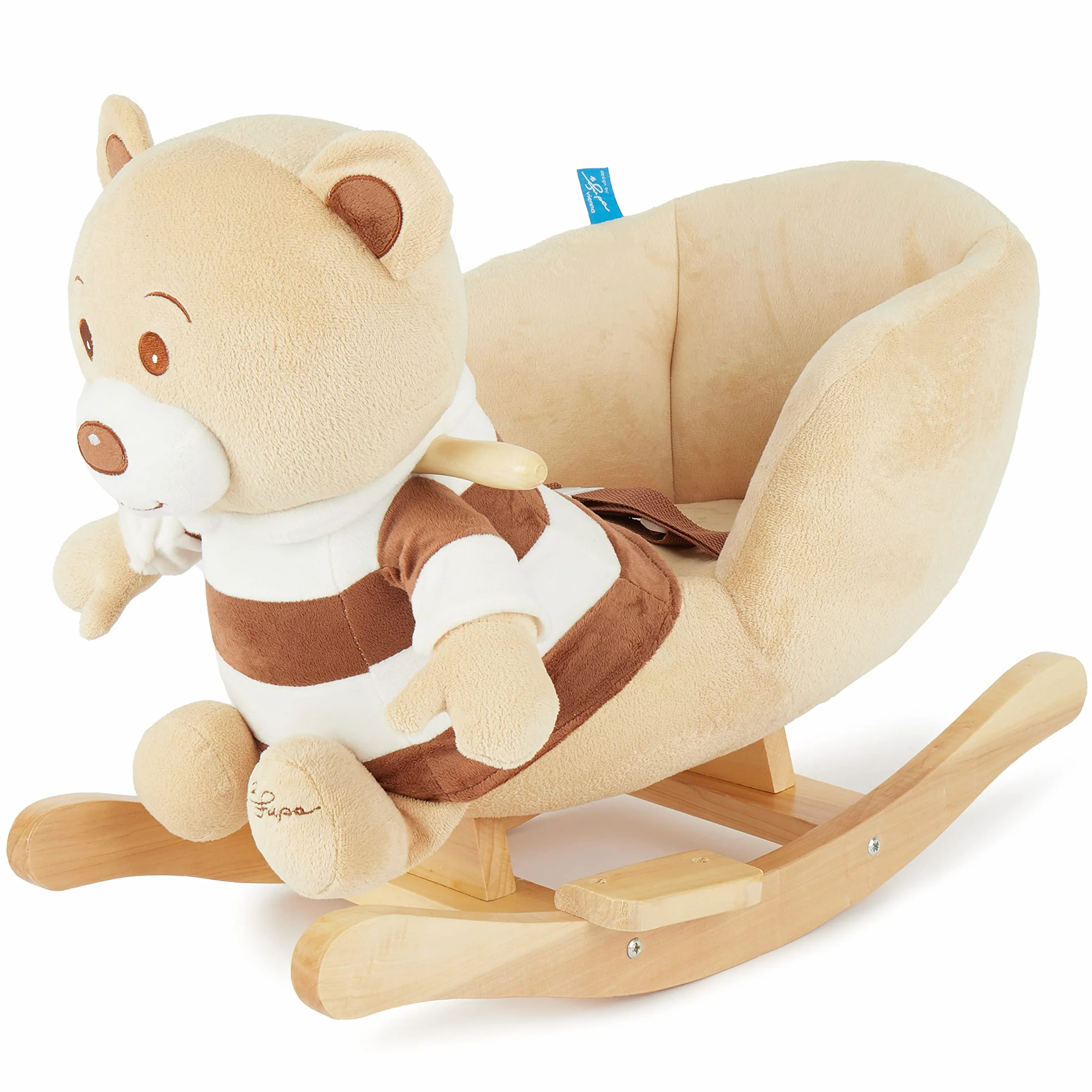 Bieco 74004003 - peluche a dondolo Bubu orso, marrone, per bambini sedia a dondolo, sedile e schienale, altalena peluche per neonati e bambini di circa 60 x 30 x 50 cm