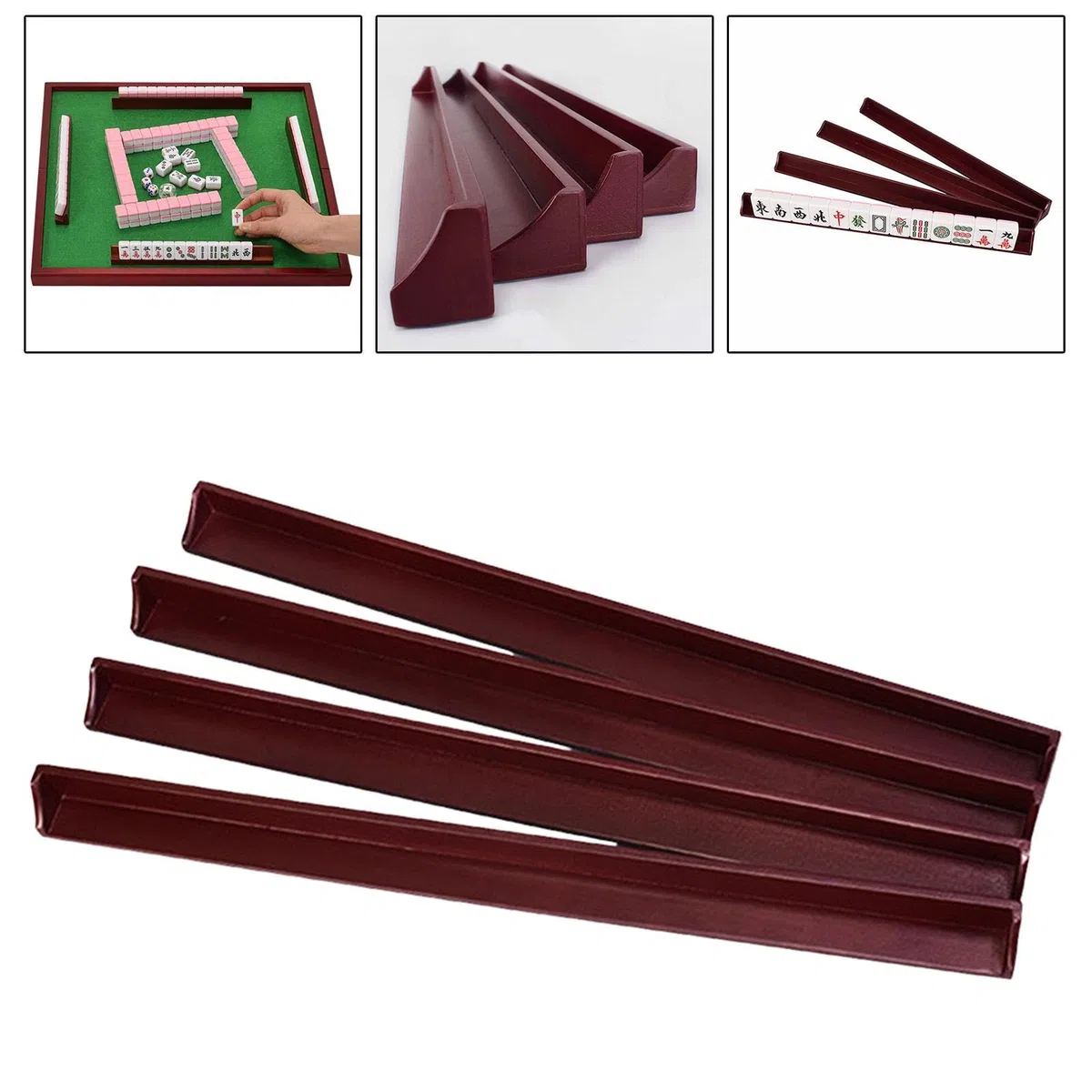 4 Pezzi Porta Tessere Mahjong Set di Rastrelliere Organizer per Tessere Supporti in Legno per Un Ordinamento Rapido delle Tessere Adatto per Giocator, 450x30x5mm