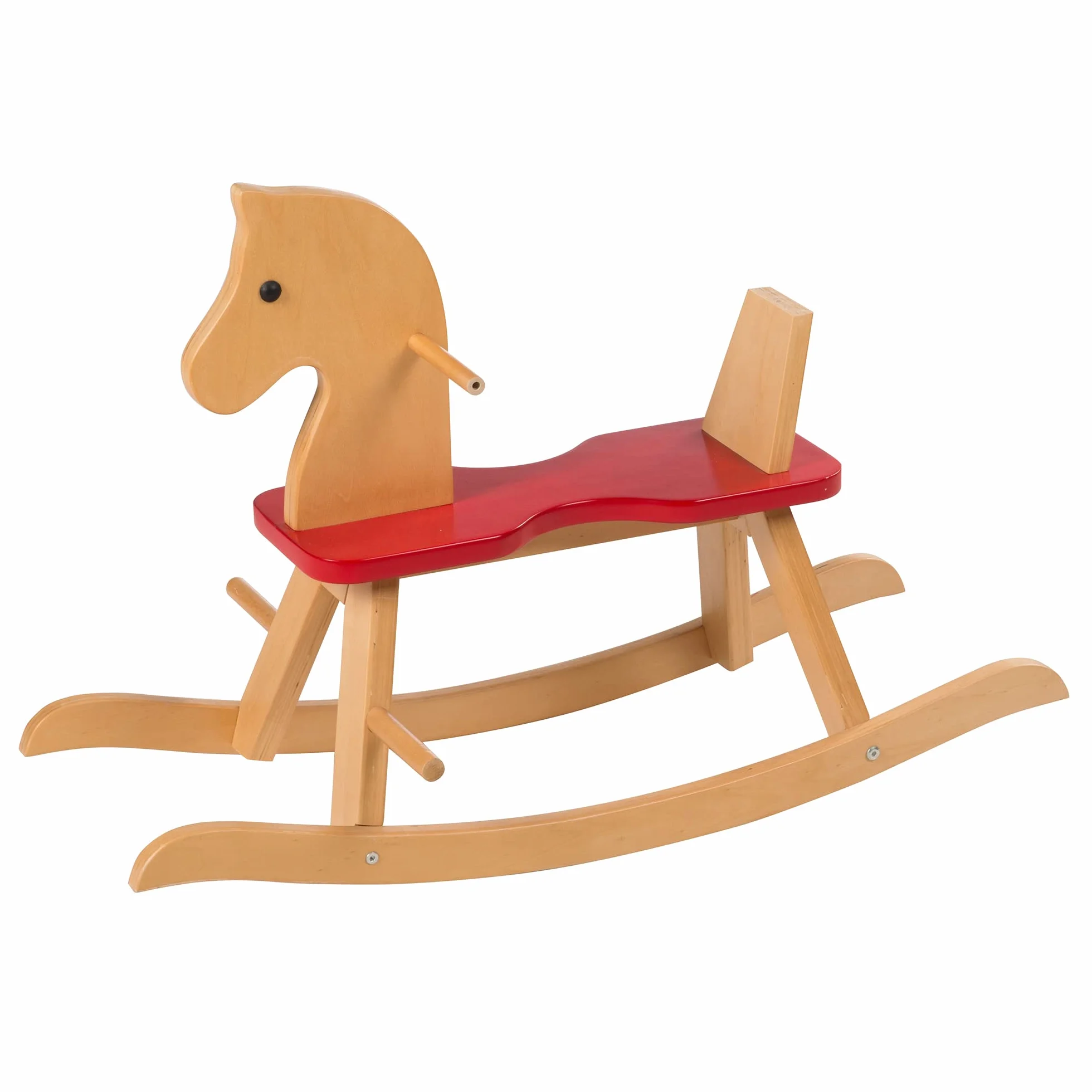 roba Cavallo a Dondolo per Bambini - Anello di Protezione Rimovibile - dai 12 Mesi in Su - Ideale come Regalo di Compleanno e Natale - Legno Massiccio - Sedile Rosso