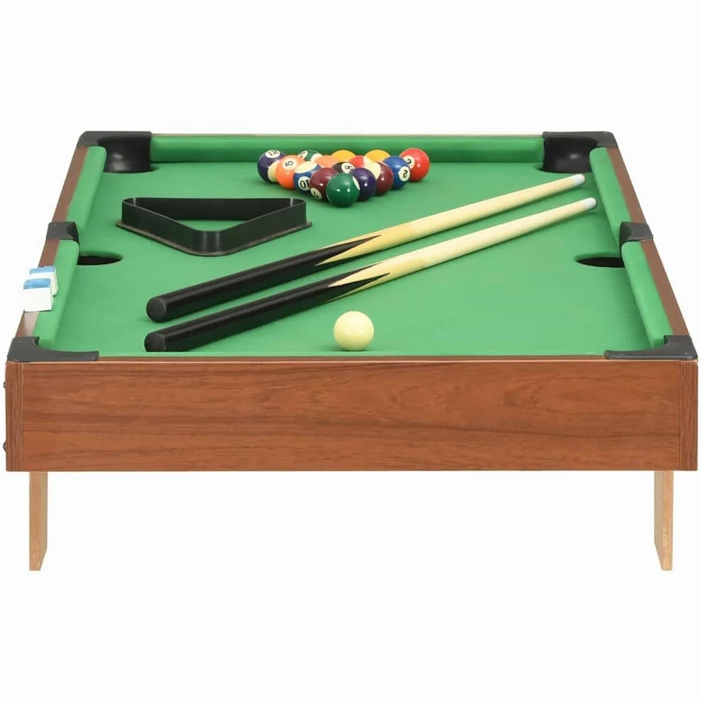 Generico Mini Tavolo da Biliardo 3 Piedi 92x52x19 cm Marrone Verde,Articoli Sportivi,Giochi al Coperto,Biliardi,Tavoli da biliardo-91947