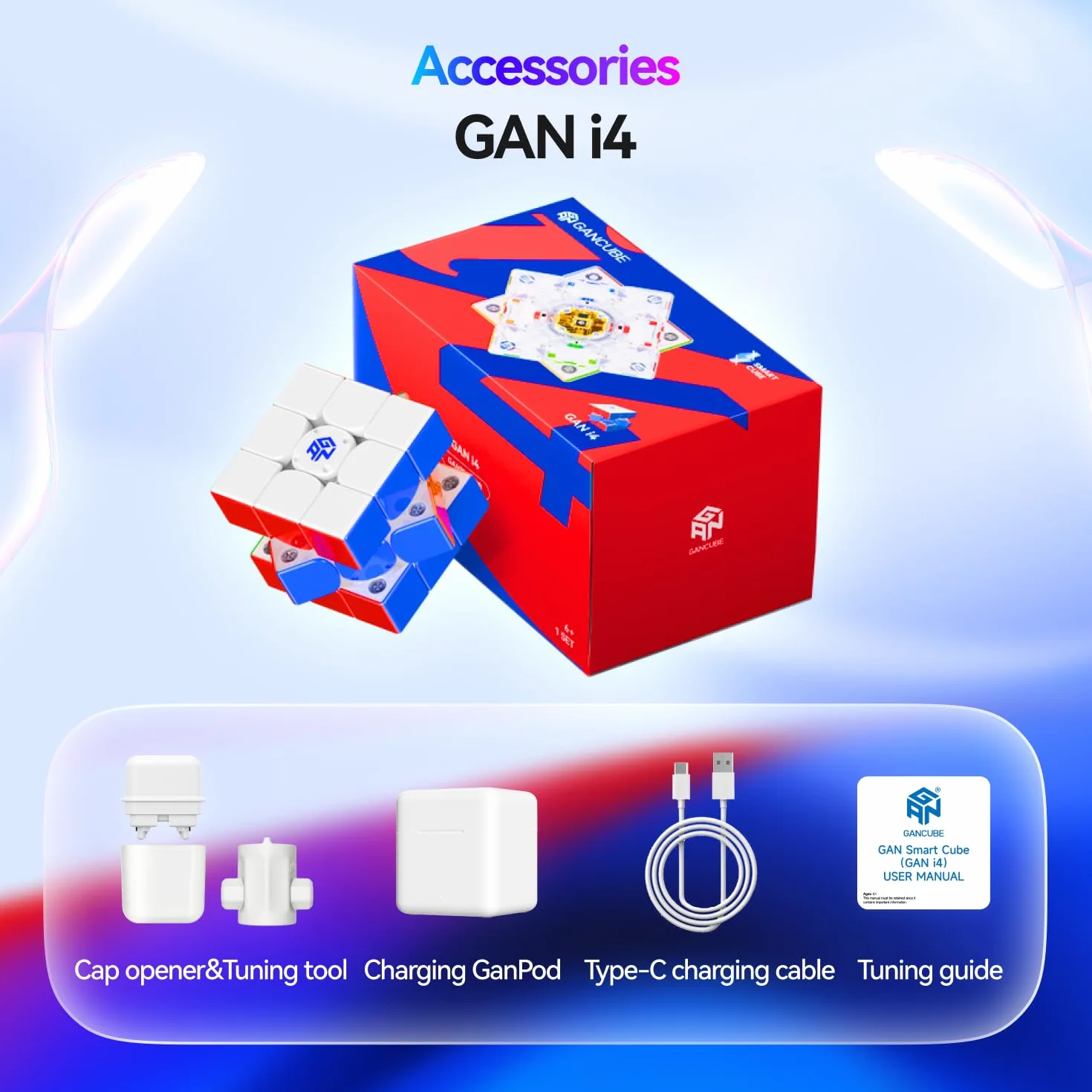 GAN i4 Leap Smart Cube 3x3 Magnetisch Zauberwürfel Intelligenter Speedcube Bluetooth Elektronischer Magnetischer Cube für Kinder und Erwachsene Timer mit App Online-Wettbewerb