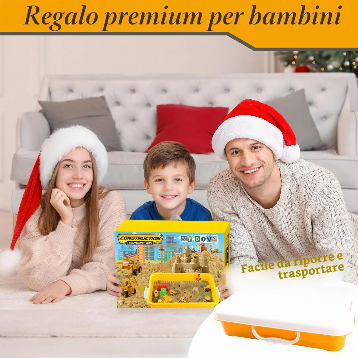Magic Sand Sensory Toy Edificio Sensory Bin Trattori inclusi Camion Giocattolo Modelli Costruzione Lavoratori Cartelli Stradali DIY Art Kit per Bambini 3+