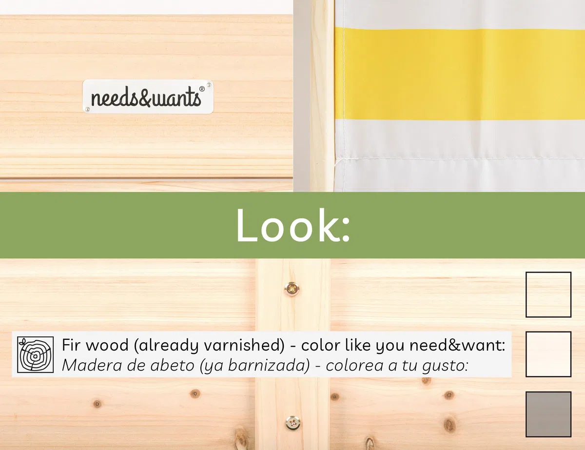 needs&wants® Sabbiera in legno con tetto, copertura e panchina, sabbiera per bambini con coperchio pieghevole, protezione UV, sabbiera quadrata per giardino e parco giochi all'aperto, 120x120 cm