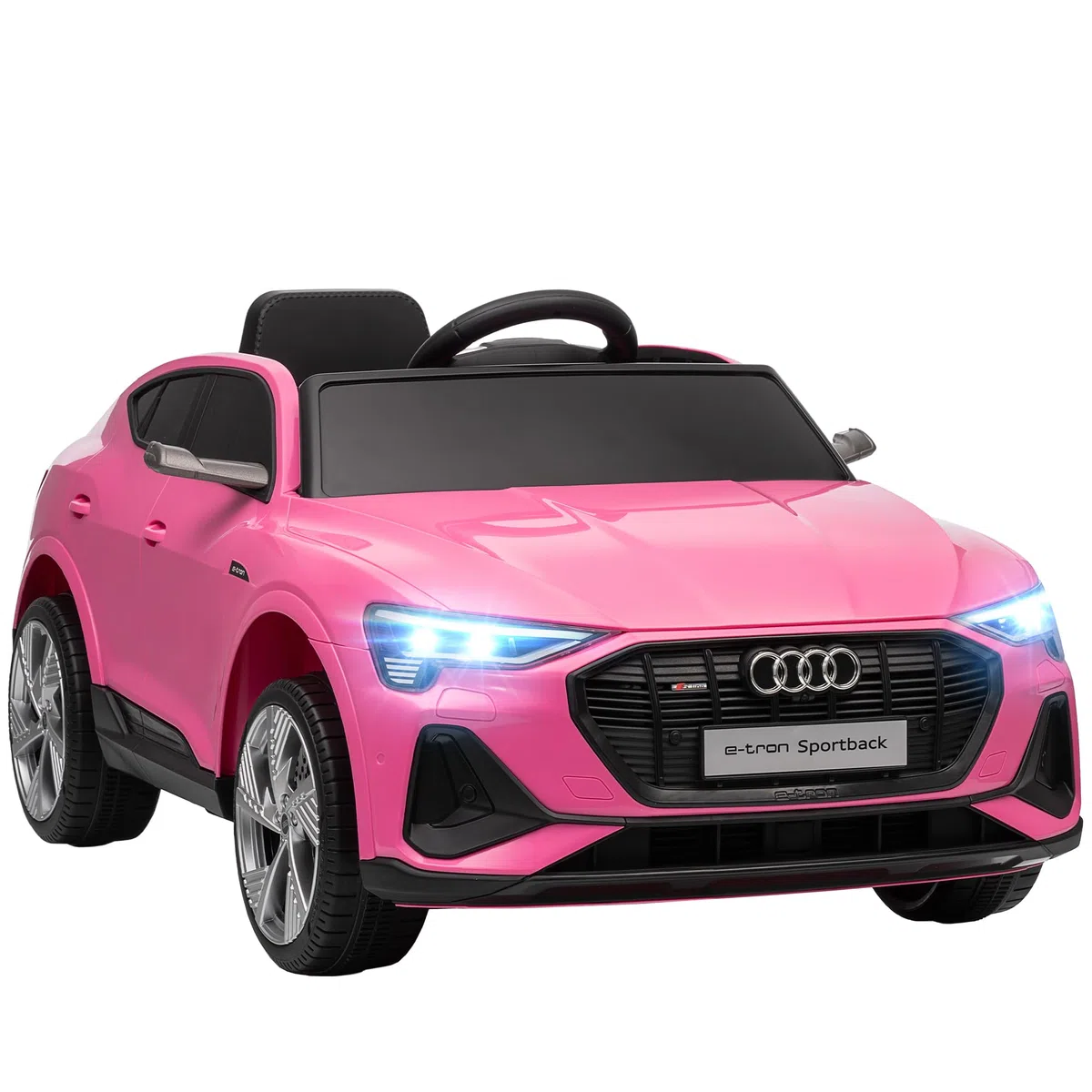 HOMCOM Macchina Elettrica per Bambini 12V Audi E-tron Doppio Motore Telecomando Batteria Ricaricabile Velocità 3-5km/h Luci LED Musica Rosa