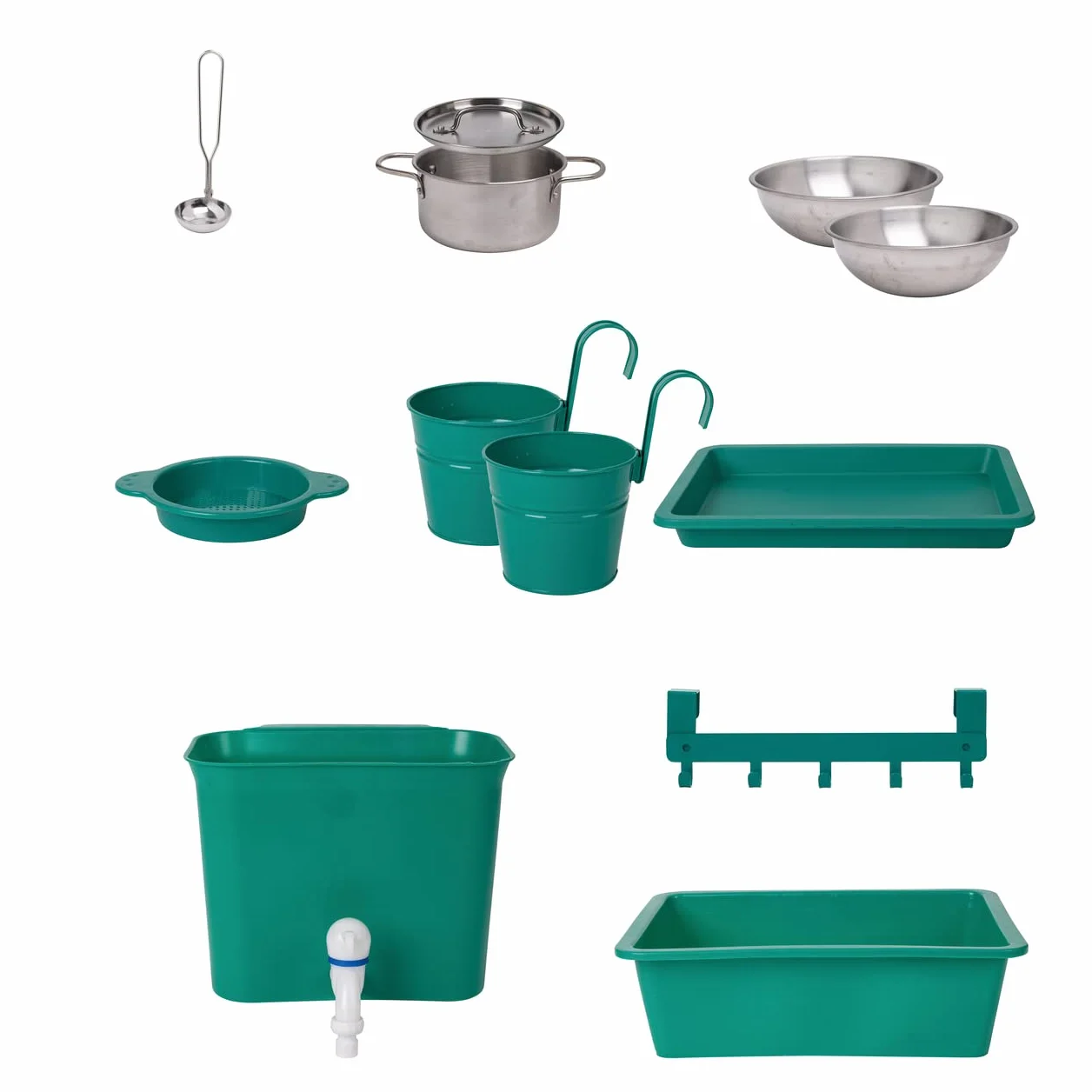 Hape Nature Fun - Cucina da esterno in materiali eco con serbatoio d'acqua e lavandino e spazio per le piante - Adatta dai 3 anni in su
