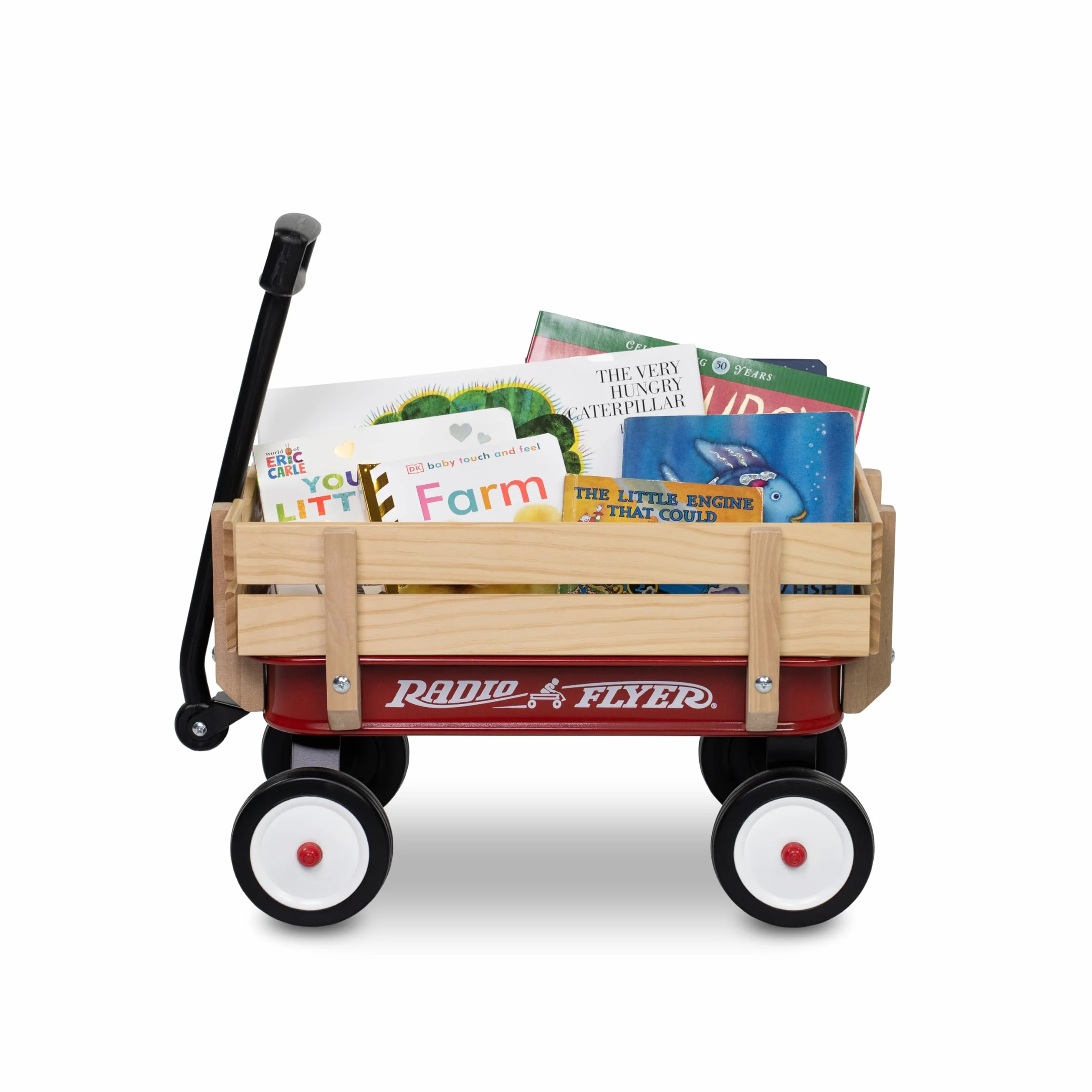 Radio Flyer Il mio primo carretto in acciaio e legno, Carretto giocattolo bambini rosso, Per bambini dai 18 mesi
