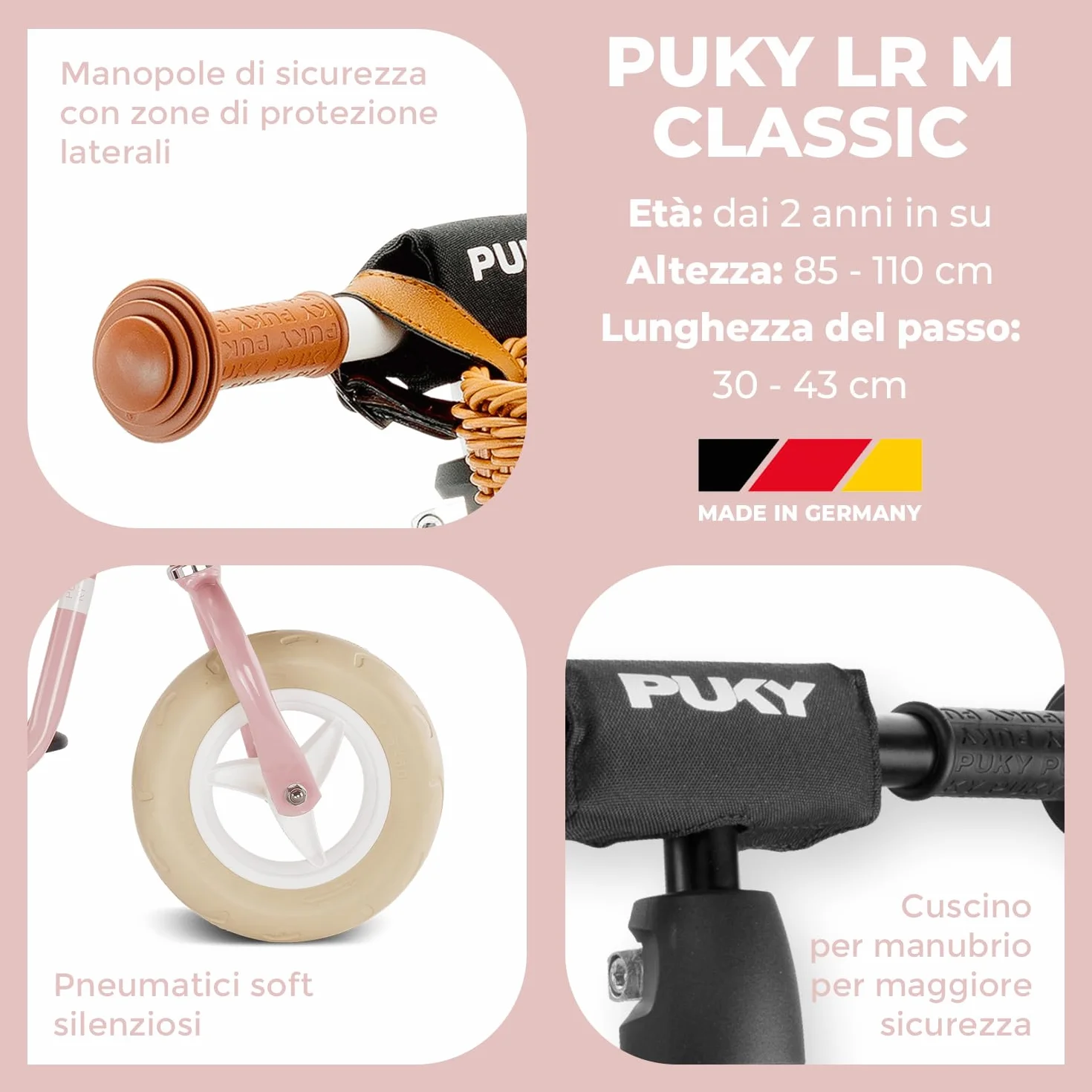 PUKY LR M CLASSIC | Bici senza pedali 2 anni | Bicicletta senza pedali | Balance Bike 2 anni | Bici senza pedale con cestino e manopole sicurezza | Manubrio e sella regolabili