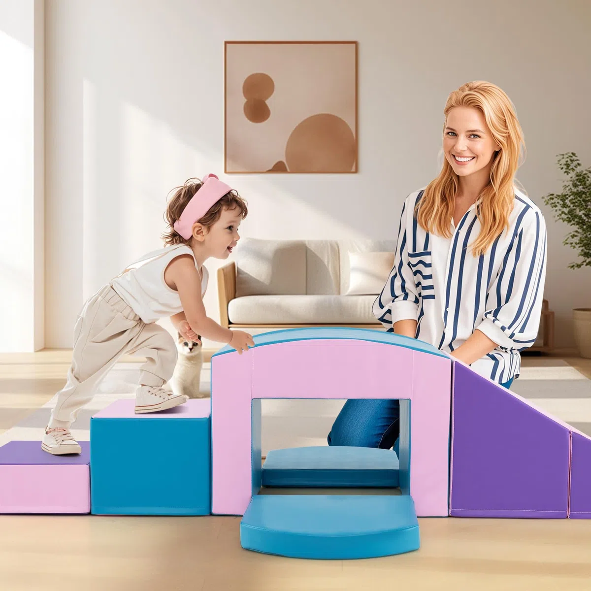 COSTWAY 6 Blocchi di Schiuma per Arrampicata, Gioco Morbido per Bambini, Set di Costruzioni Colorate
