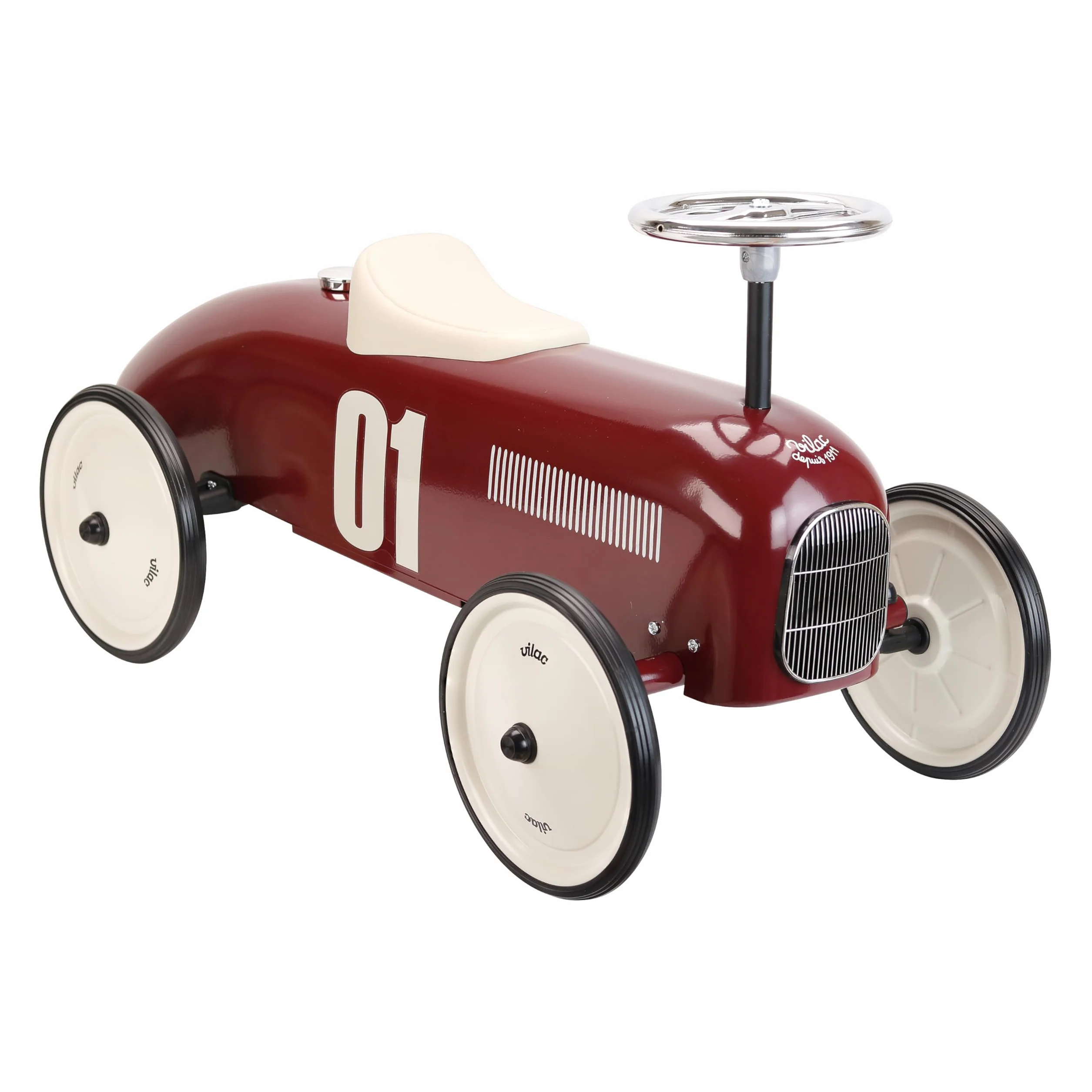 Vilac - Macchina a spinta per bambini, stile vintage, in metallo, colore: bordeaux