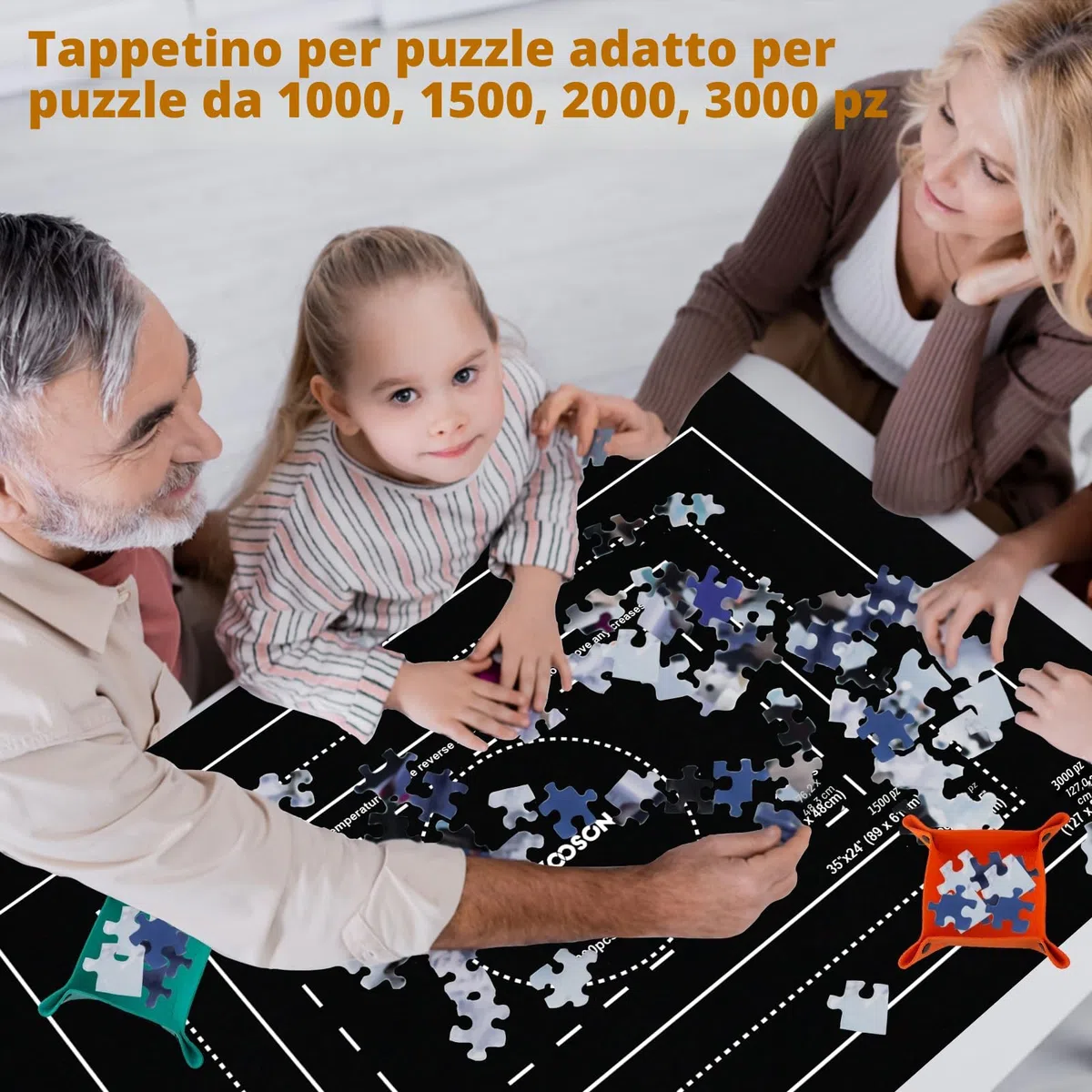 MOZOOSON Tappetino per Puzzle in Feltro Arrotolabile 3000/2000/1500/1000 Pezzi 150x100 cm