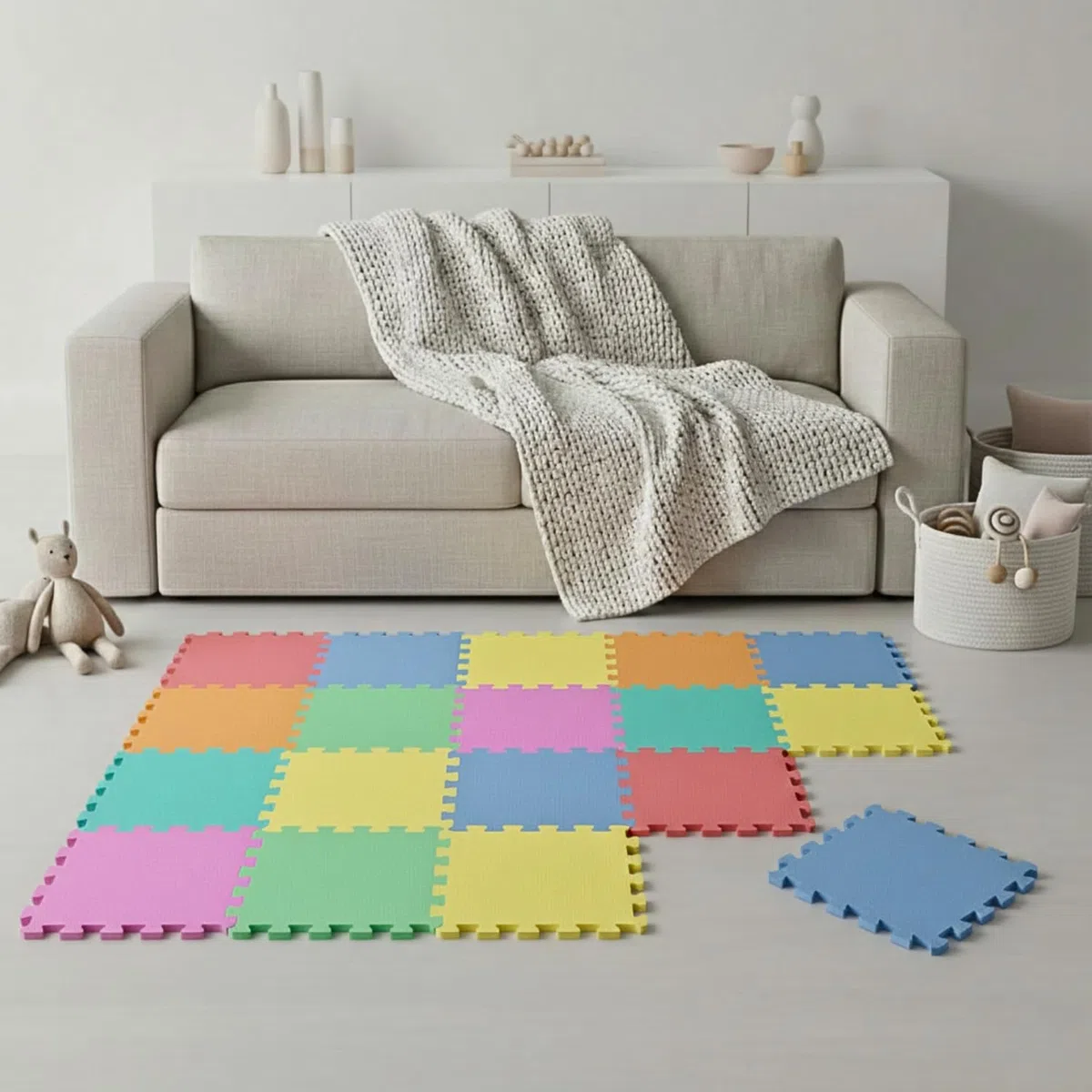 LittleTom 18 Pezzi Tappeto Gioco per Bambini Piastrelle EVA 30x30 cm Antiscivolo