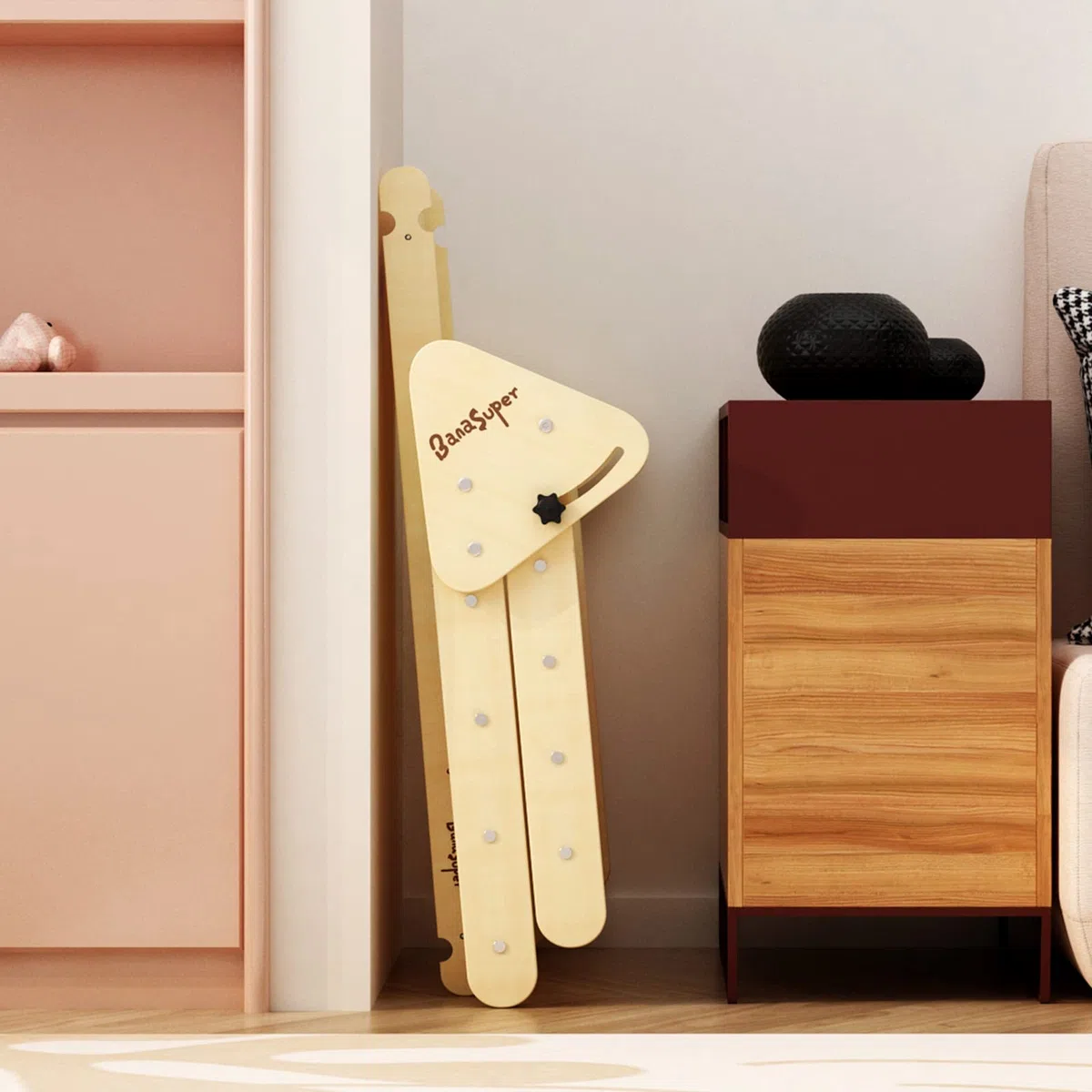 BanaSuper 2 in 1 Bambini Triangolo da Arrampicata in Legno Pieghevole con Rampa Giocattoli Montessori