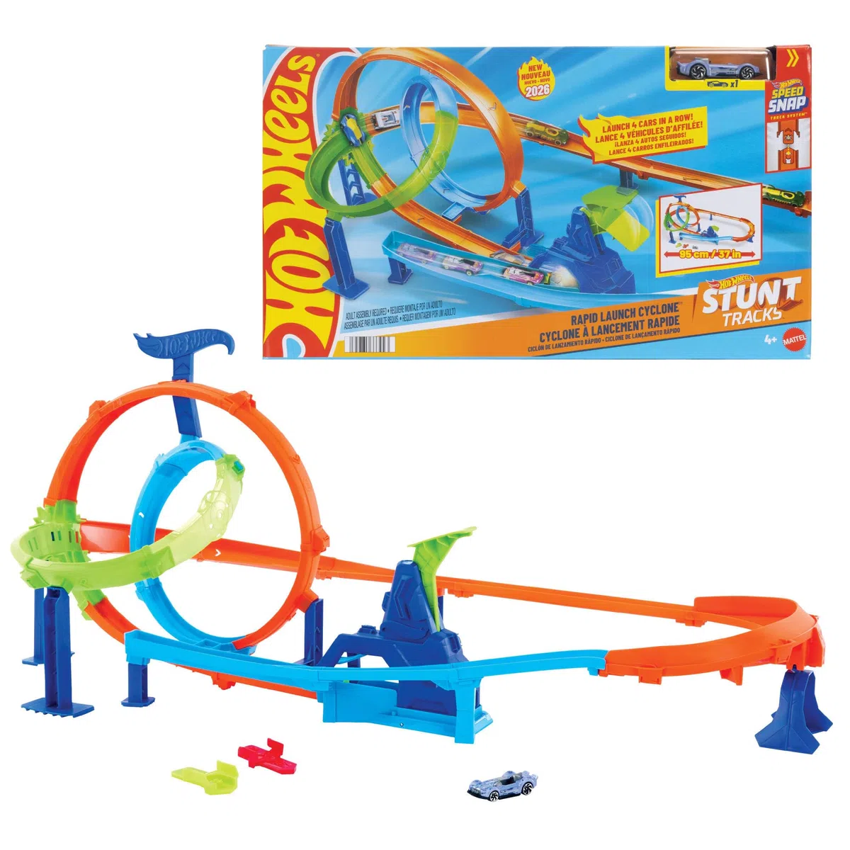 Hot Wheels Mega Ciclone Pista Giri della Morte Veicolo Incluso Speed Snap JHK73