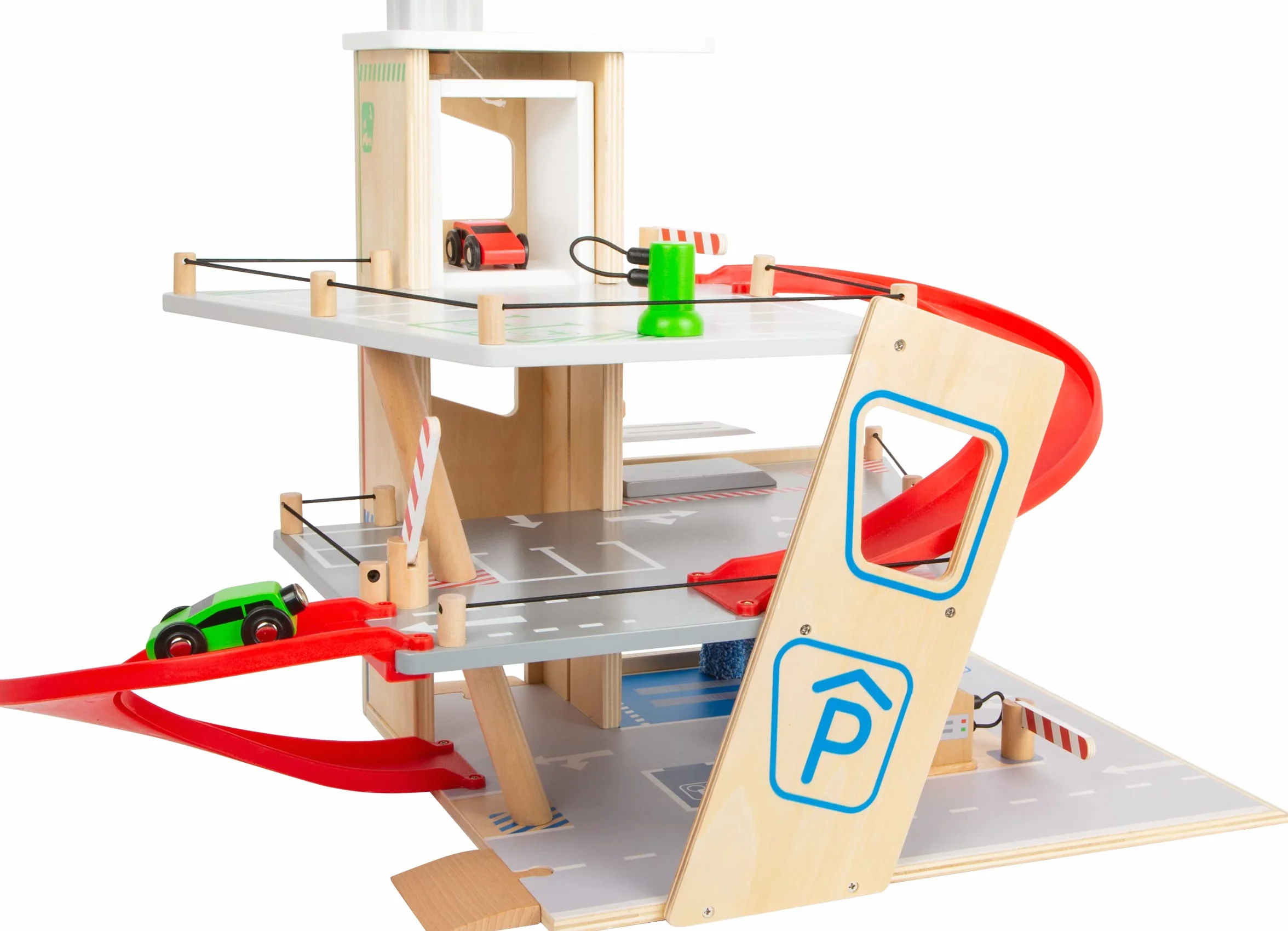 small foot Autosilo Premium, su tre piani con rampa, incl. 2 auto, parcheggio in legno per bambini, 11676