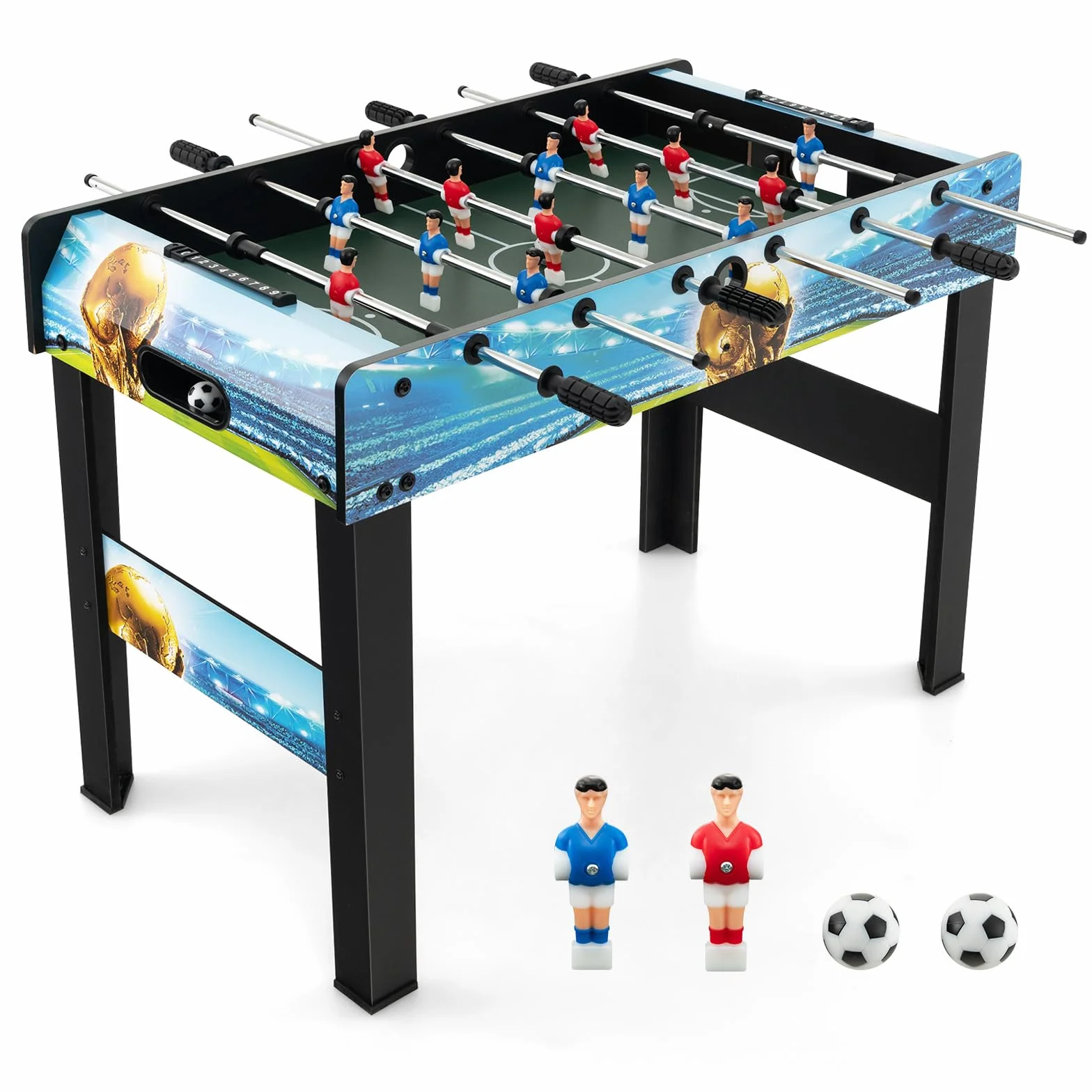 COSTWAY Mini Calcio Balilla, Calcetto con Segnapunti e Gambe Rimovibili, Gioco da Sala Giochi Salvaspazio per Sala Giochi Feste, 94x51x68,5 cm