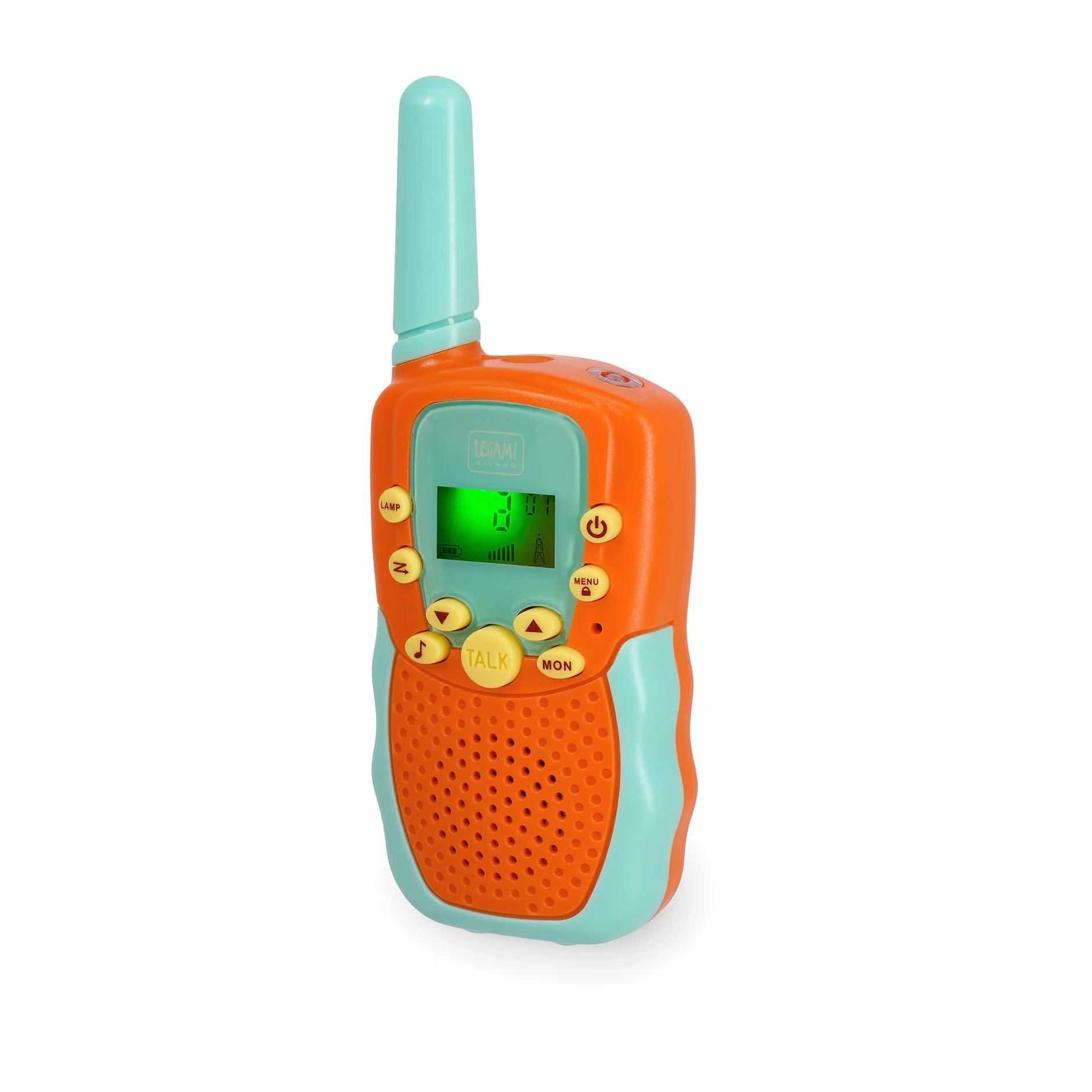 Legami - Set di 2 Walkie Talkie, Ricetrasmittenti con 8 Canali, Trasmettono fino a 3-5 km in Spazio Aperto, Volume Regolabile, Radio per Comunicare a Distanza, Ideal Regalo, 4 x 14 x 2 cm