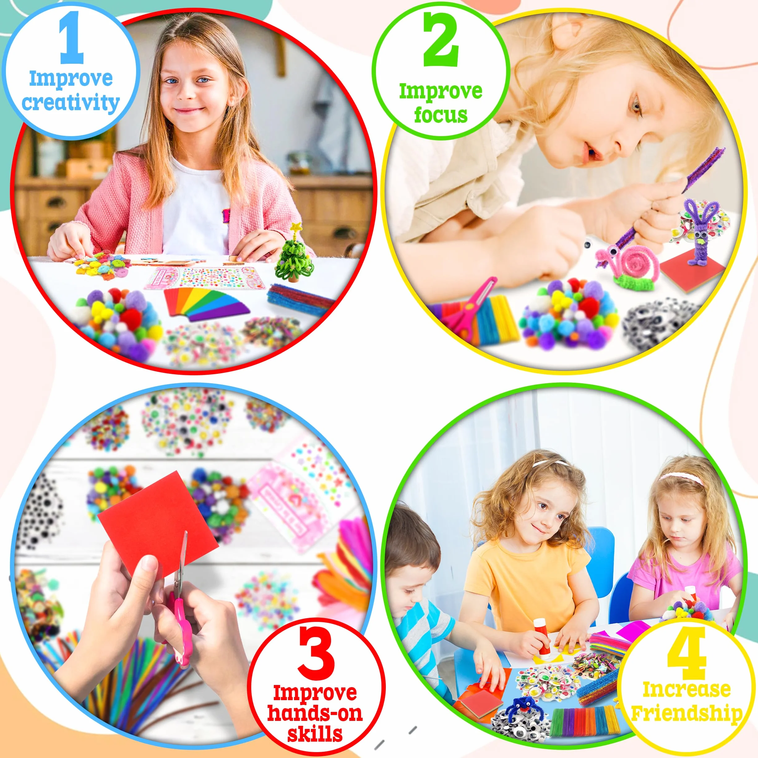 Kit Lavoretti Creativi per Bambini 3000+ Pezzi con Scatola di Archiviazione - Viola