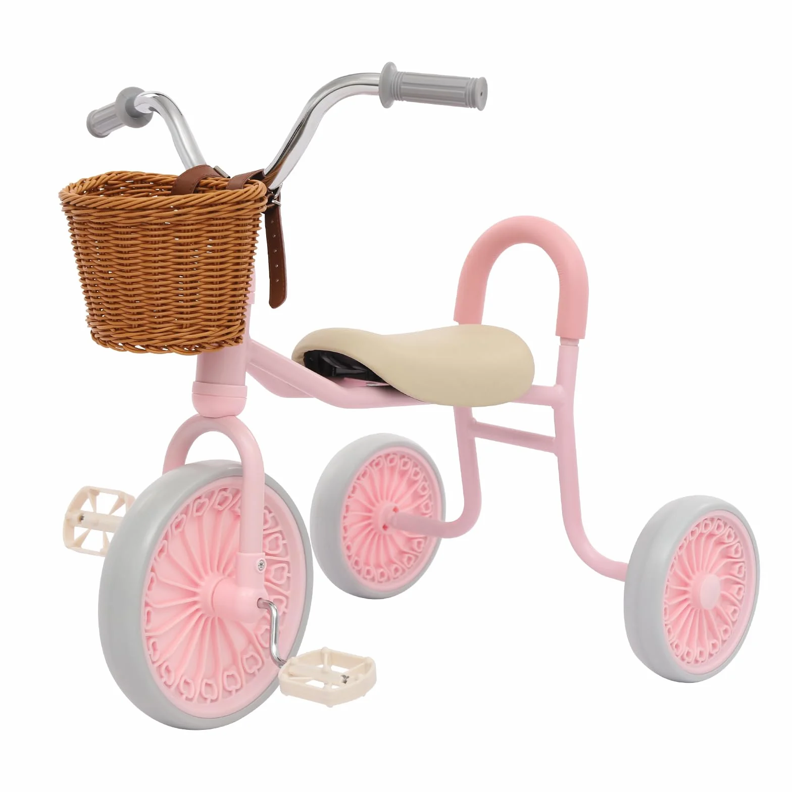 Triciclo per Bambini, Triciclo per Bambini con Pedali e Cestino, Triciclo per Imparare a Camminare per Bambini di 2-6 Anni (Rosa)