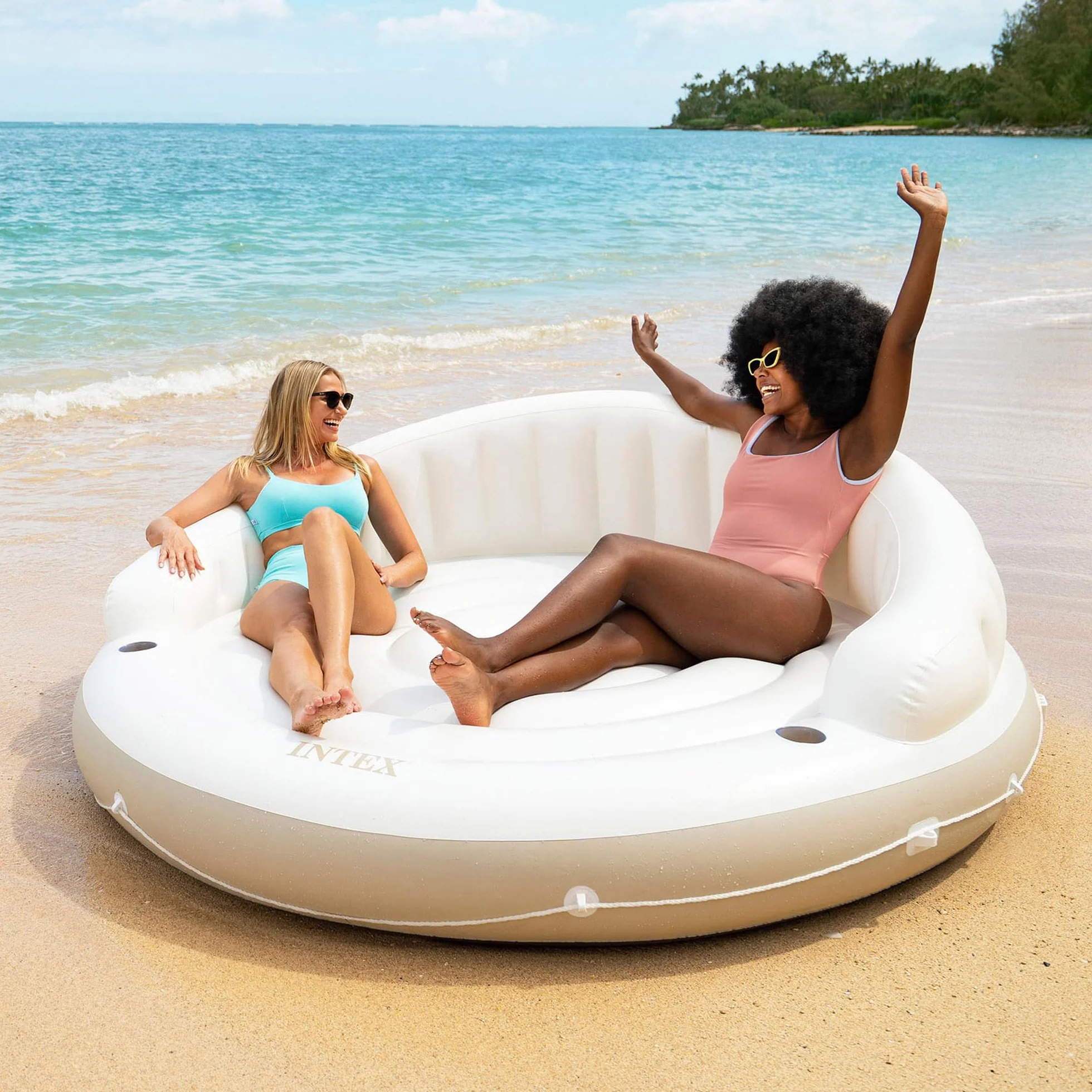 Intex 58292EU Aufblasbare Lounge Liegeinsel Canopy Island 78 x 59 Zoll