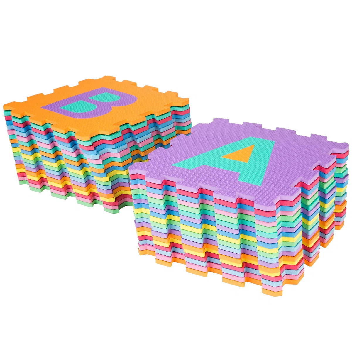 Tectake Tappeto Gioco Bambini Puzzle 189x189x1cm 86 pezzi Lettere e Numeri Gomma EVA Giochi Montessori