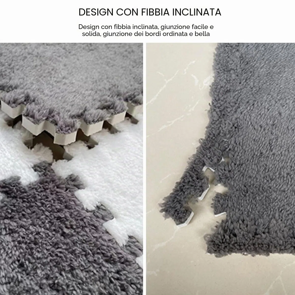 Piastrelle in schiuma a incastro 30x30 cm per tappeti, grigio, 10 pezzi