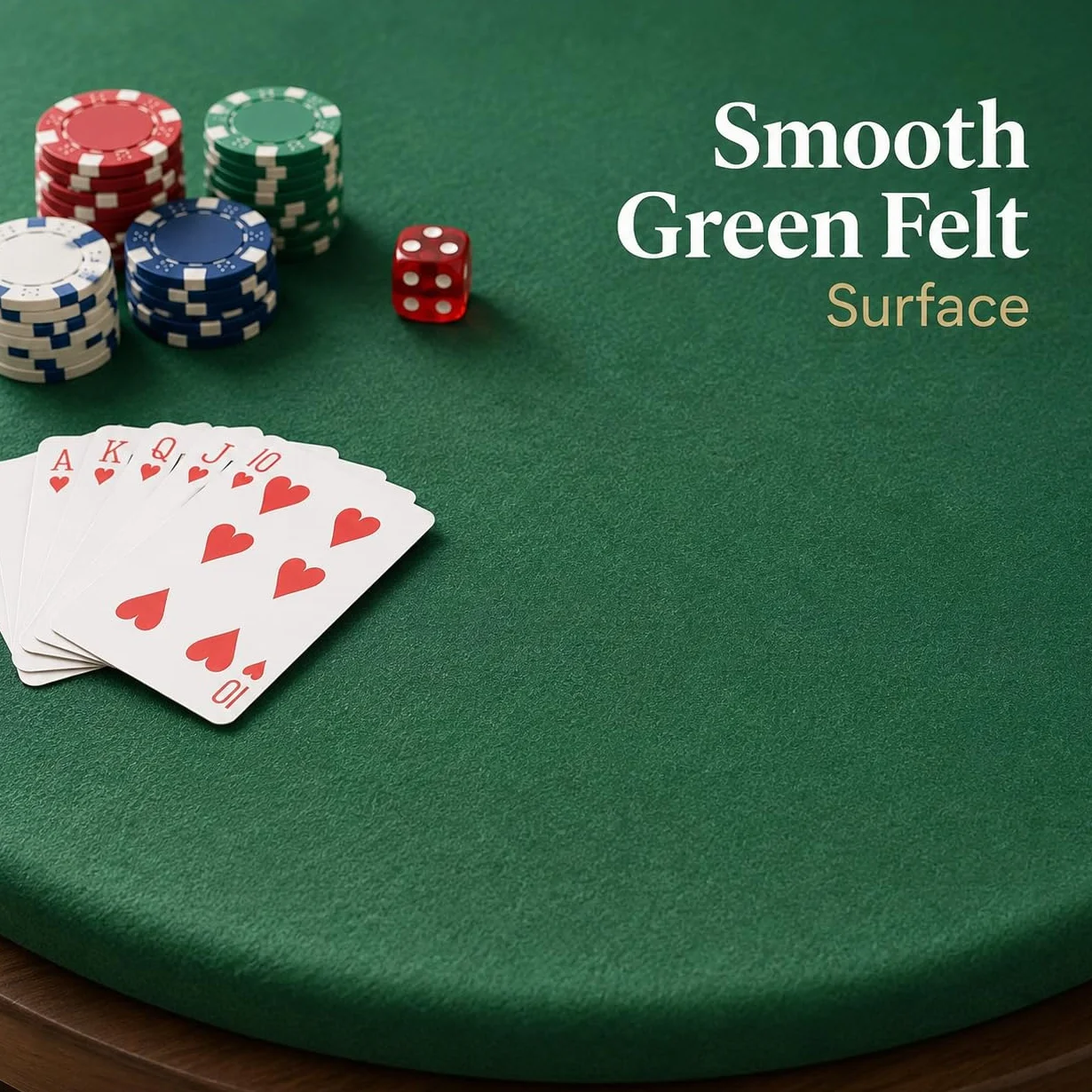 Katai – Copritavolo da Poker in Panno Verde per Tavoli Rotondi 90–120 cm – Antiscivolo e Fonoassorbente – Stile Casinò per Giochi da Tavolo – Con 6 Sottobicchieri in Sughero