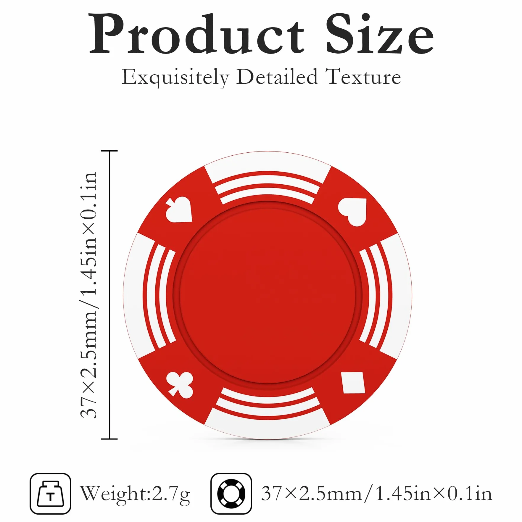 100 gettoni personalizzati, stampati a colori con il tuo logo, immagine o testo, 37 mm pesanti 2,7 grammi di fiches da poker per gettoni da bar, club di carte o mazze da golf