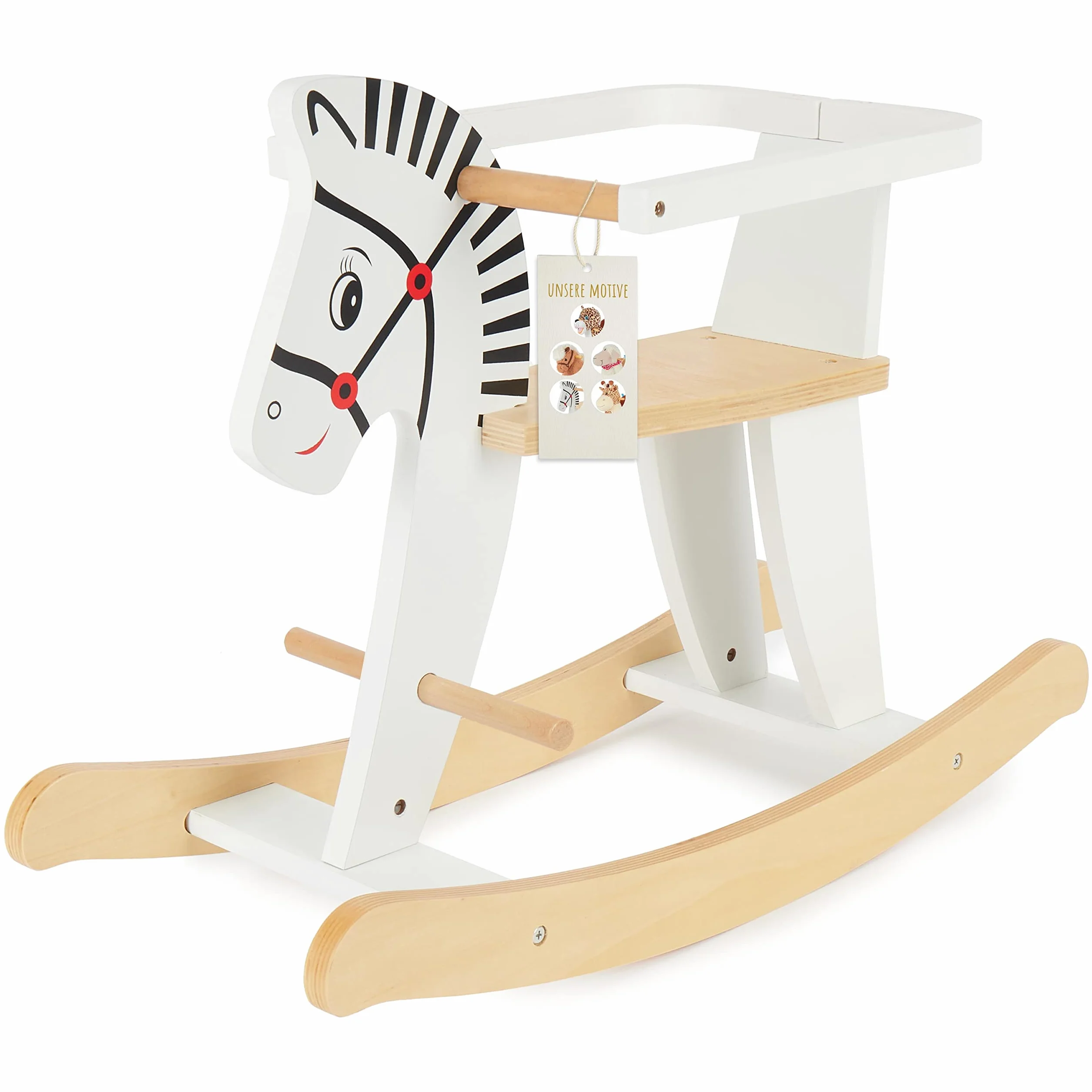 Bieco 74000210 – Cavallo a Dondolo in Legno, 68 x 26.5 x 48 cm, Bianco
