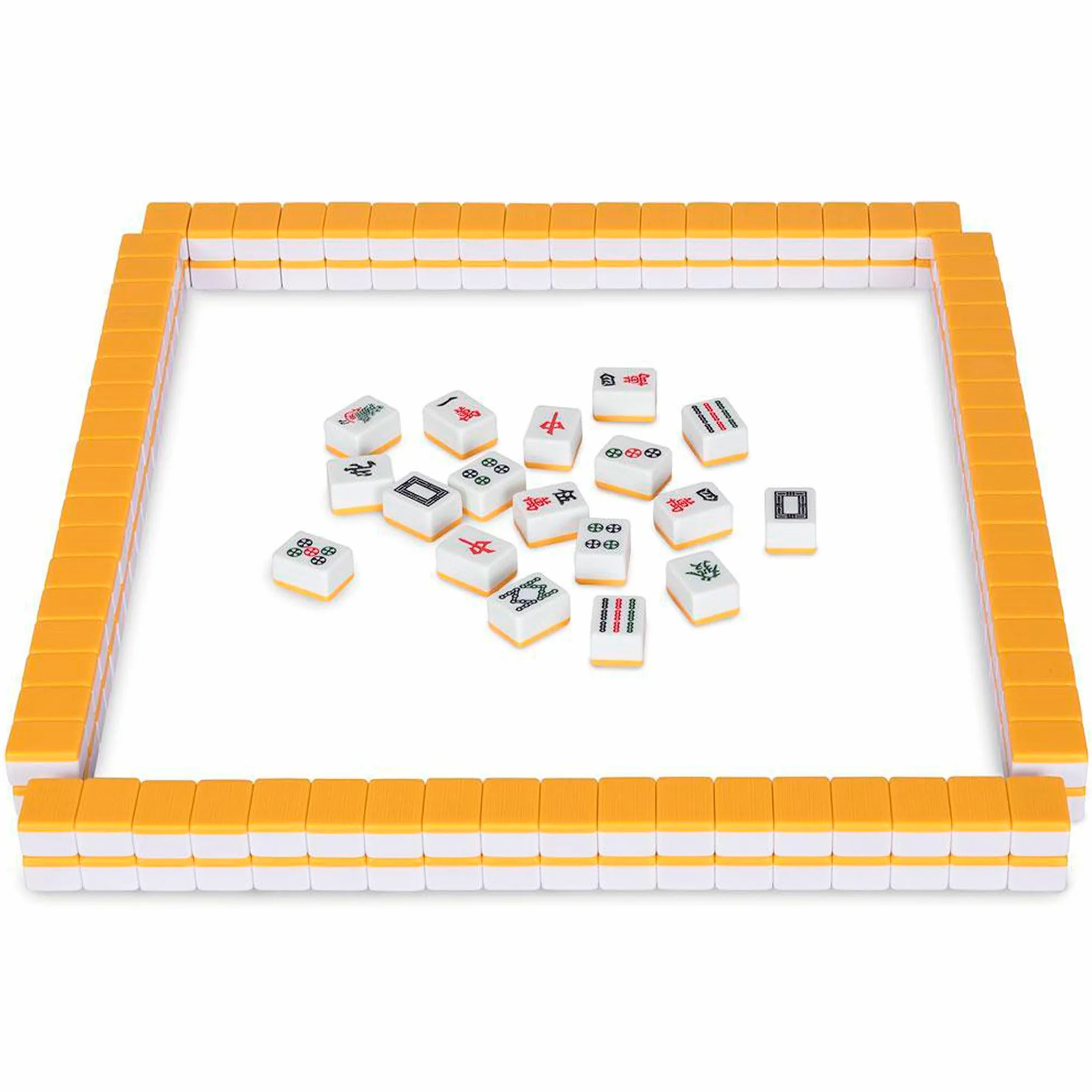 Set Professionale Mahjong Cinese Doppia Felicità Giallo 146 Tessere Medie Dimensioni